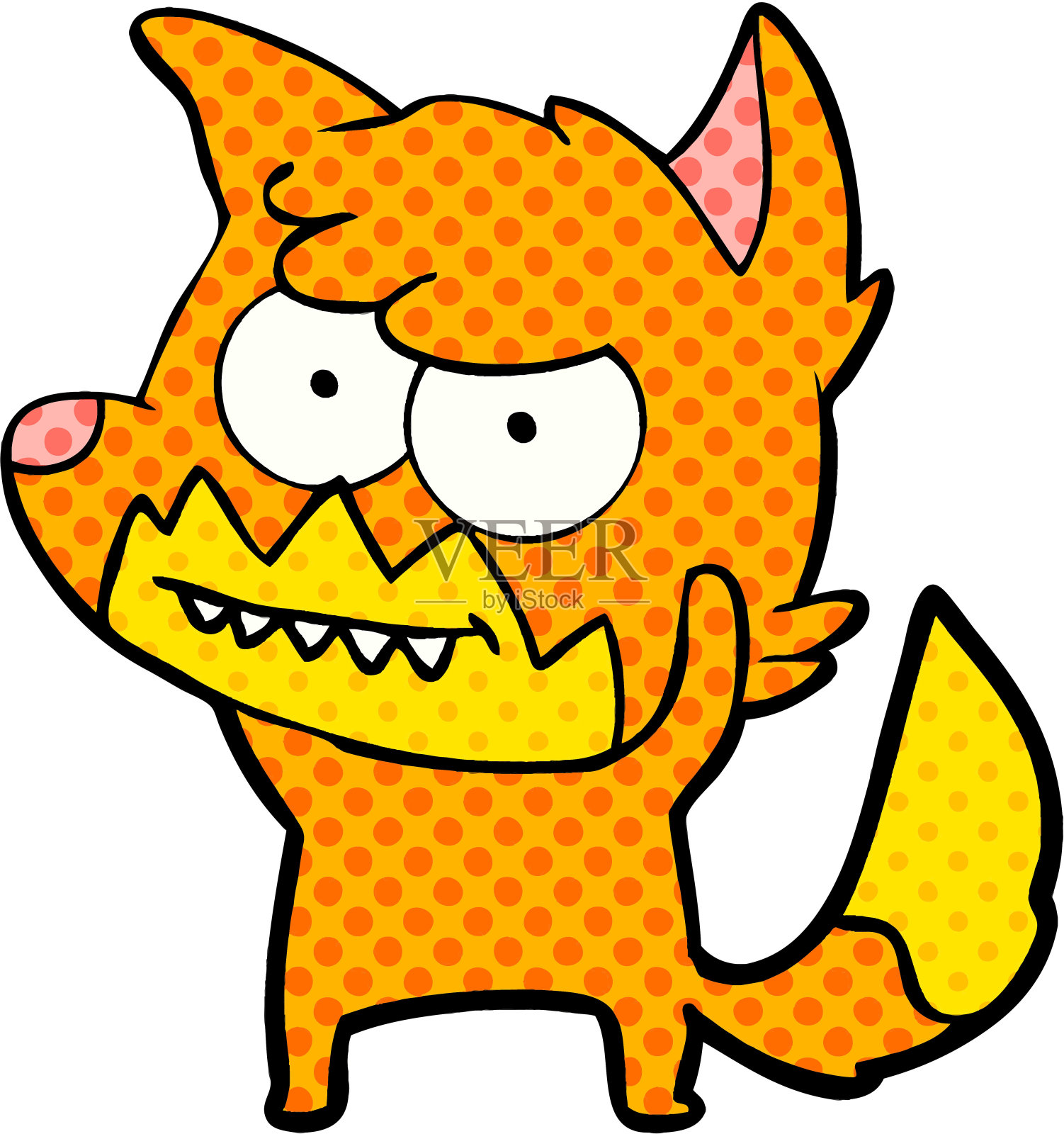 笑嘻嘻的卡通狐狸插画图片素材