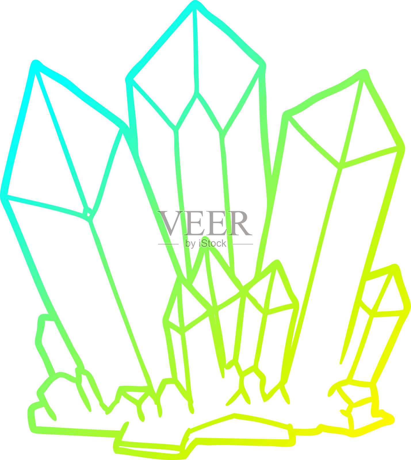 冷渐变线条绘制的卡通水晶插画图片素材