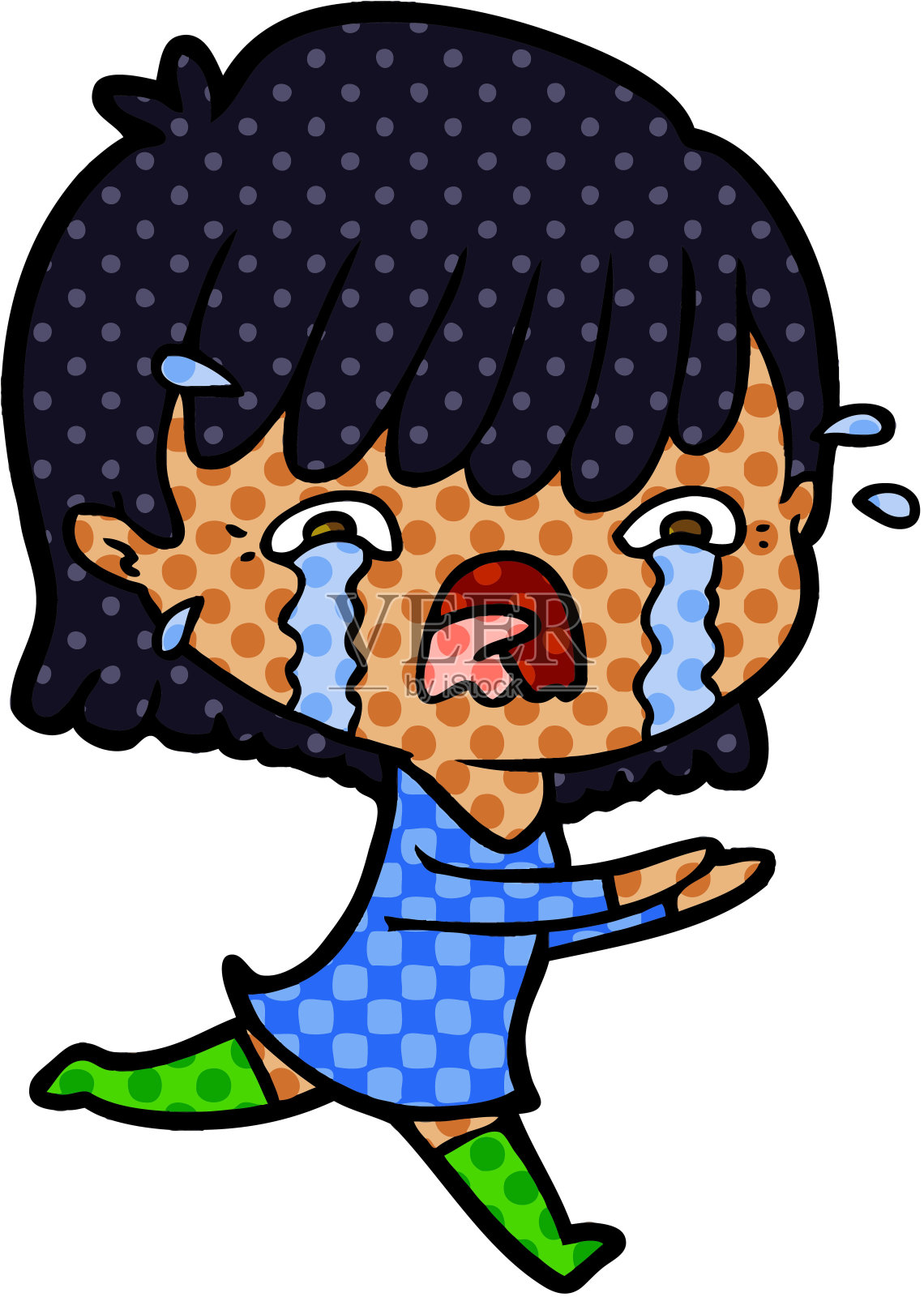 卡通女孩哭泣插画图片素材