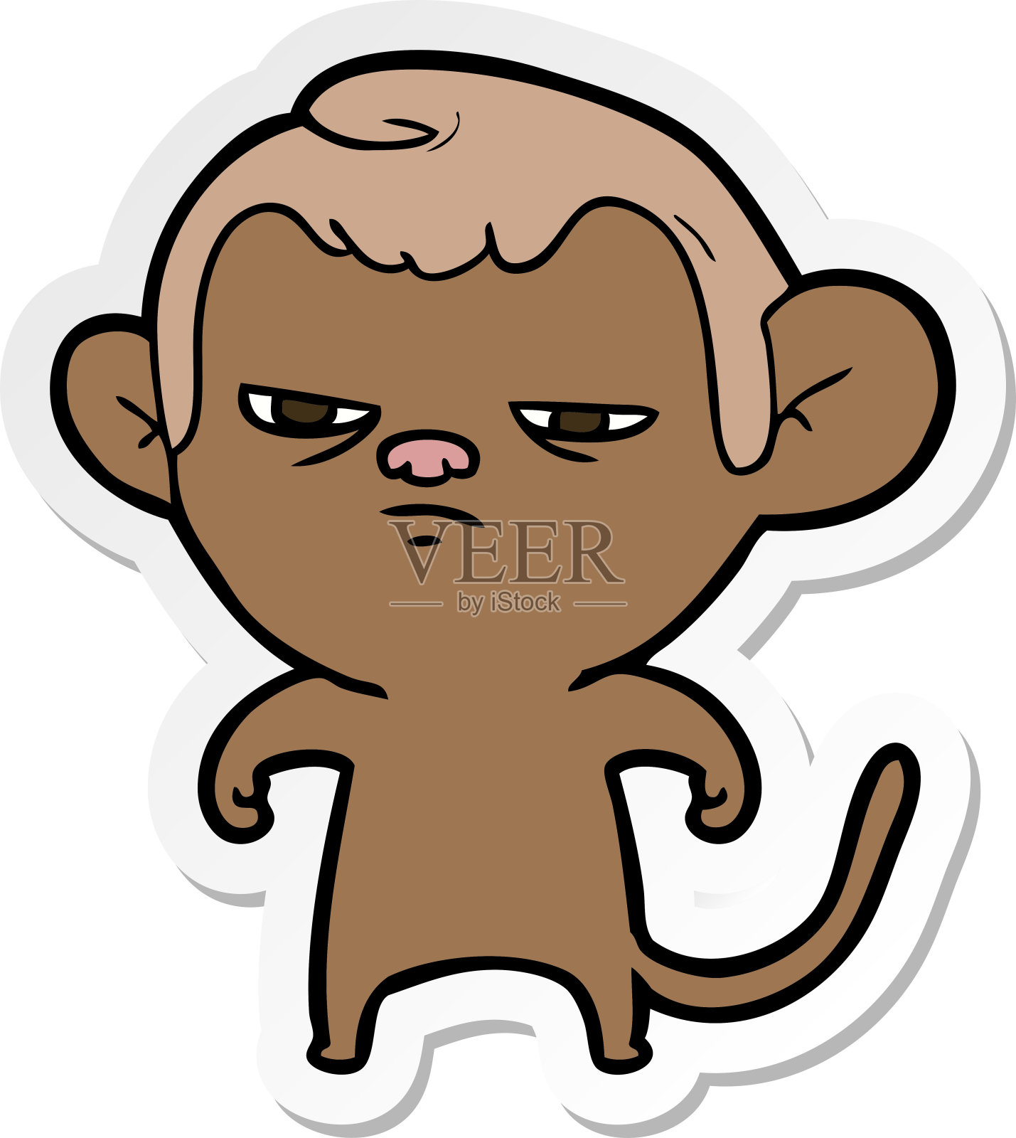 卡通猴子的贴纸插画图片素材