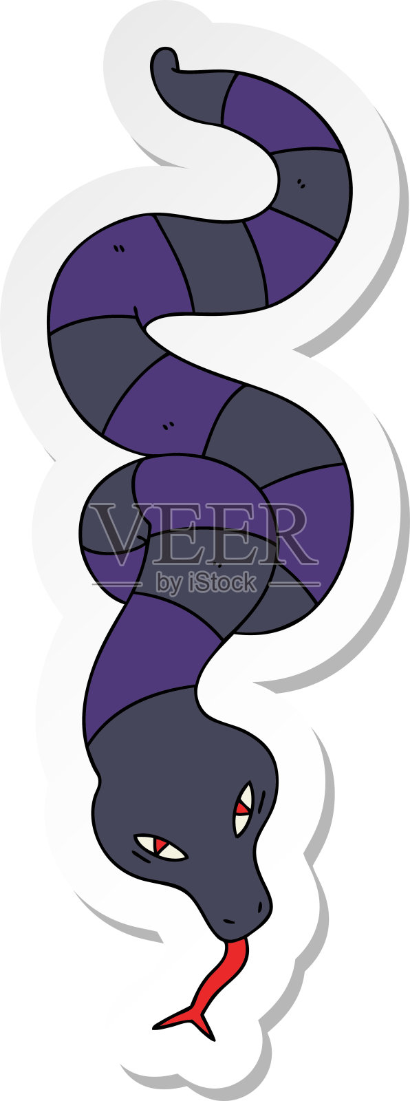 一个古怪的手绘卡通蛇贴纸插画图片素材