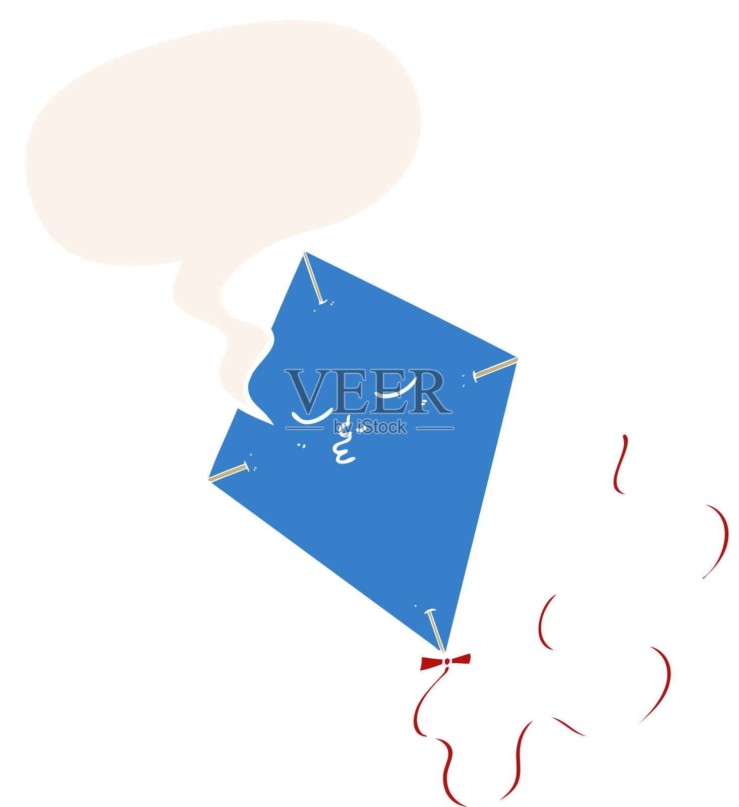 带有语音泡泡的复古风格卡通风筝插画图片素材