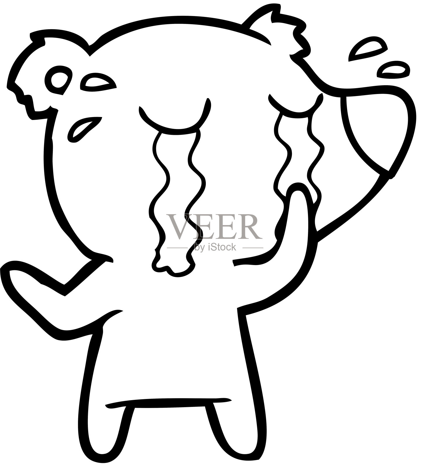 卡通哭泣的北极熊插画图片素材