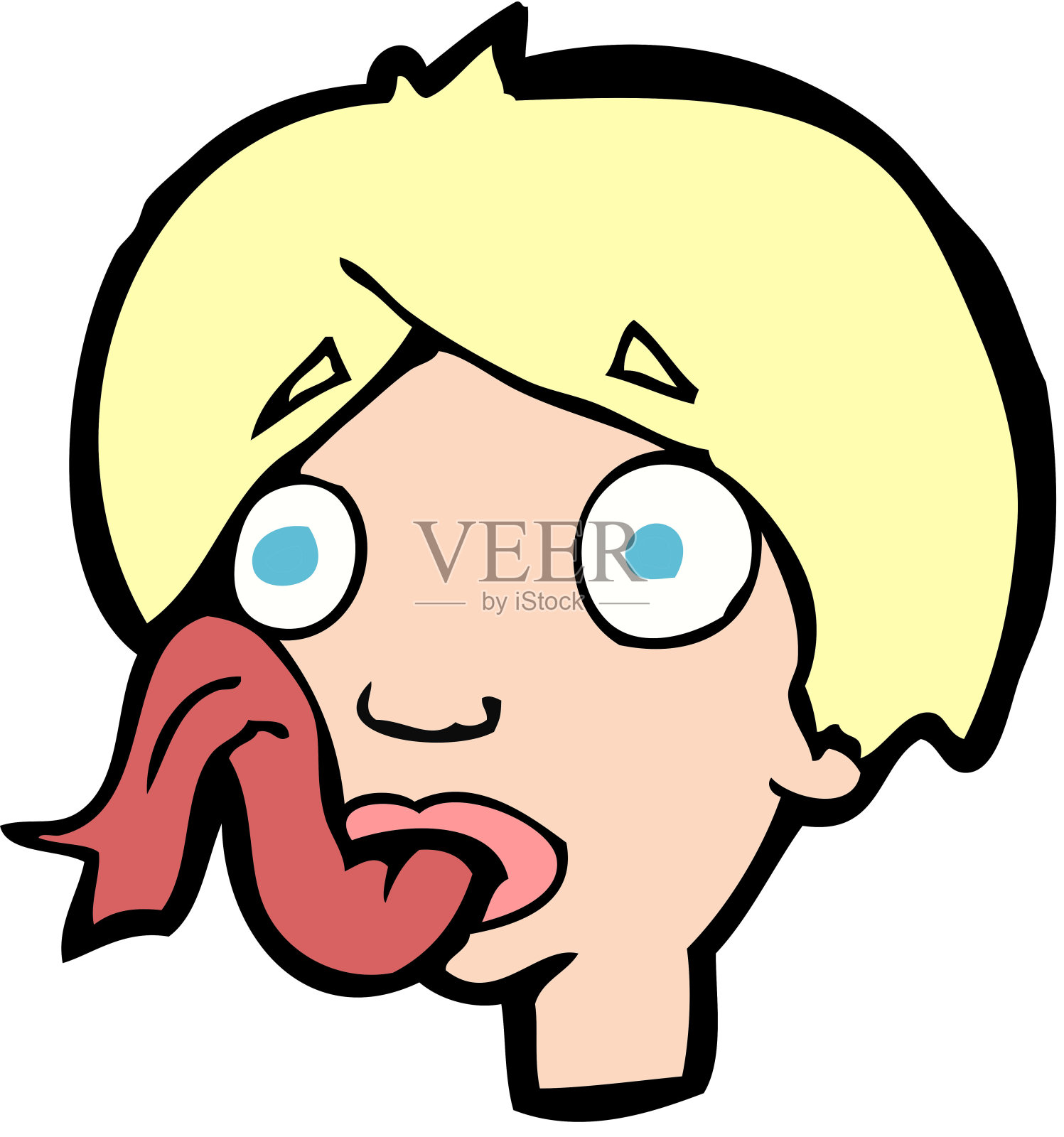 卡通头伸出舌头插画图片素材