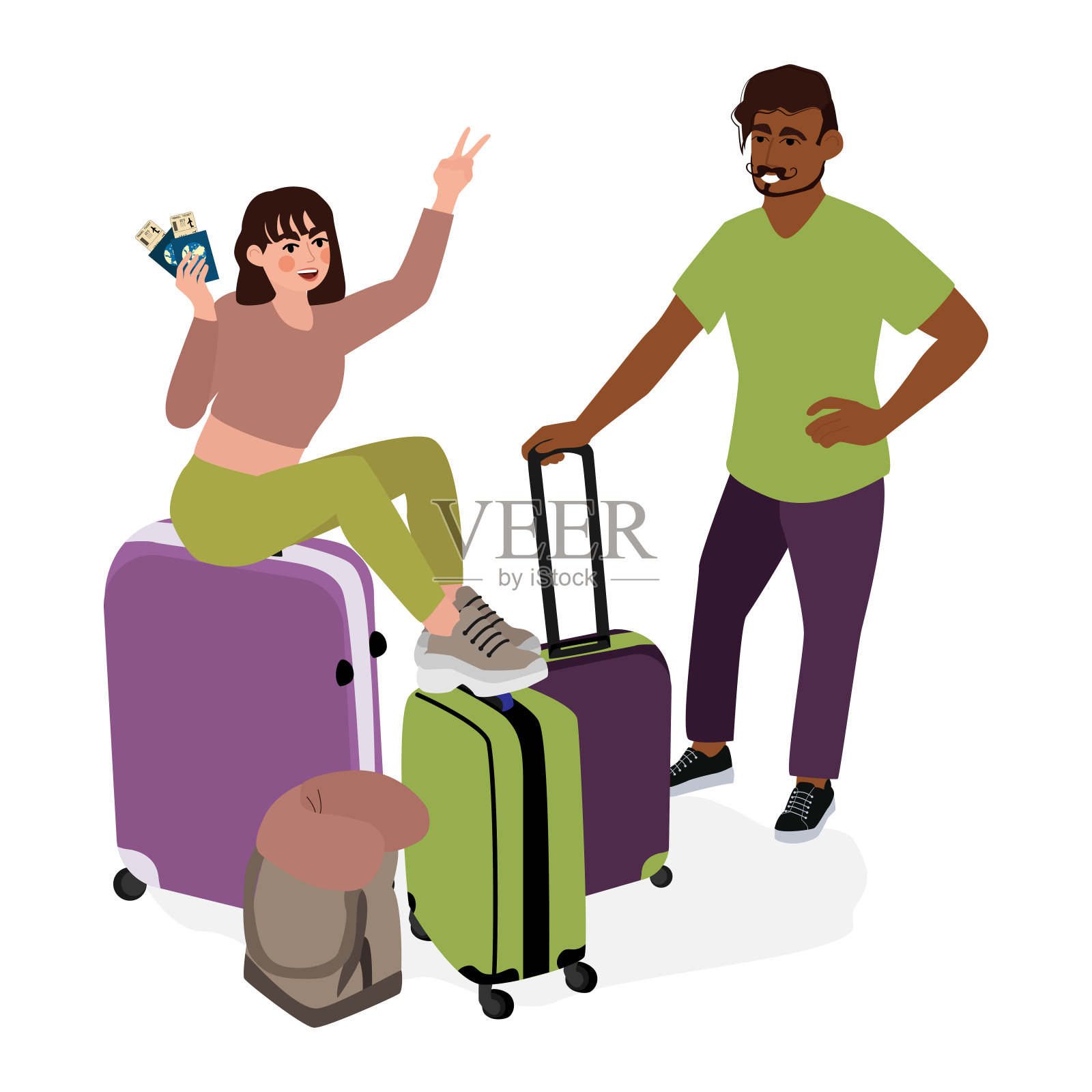 候机大厅的机场旅客和游客插画图片素材