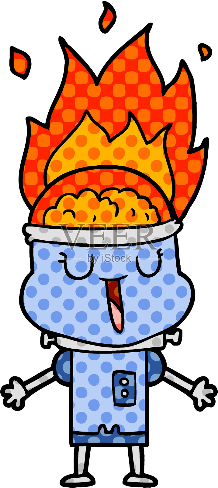 快乐的卡通故障机器人插画图片素材