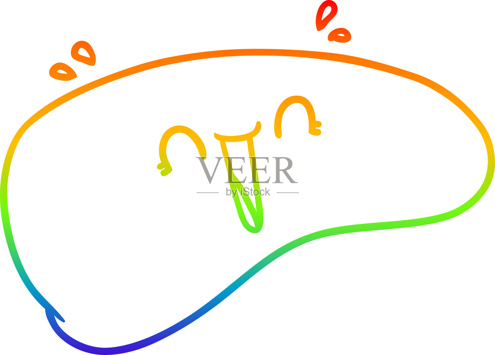 彩虹渐变线条绘制的卡通健康肝脏插画图片素材