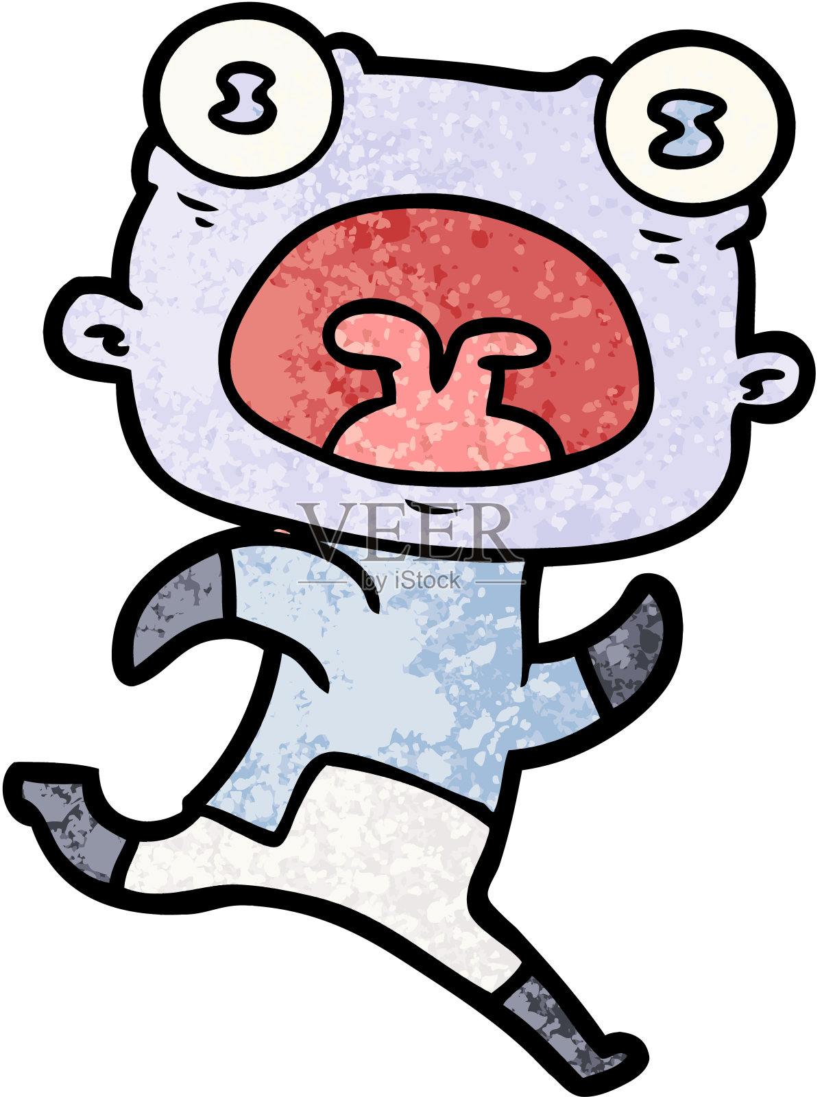 卡通怪异的外星人逃跑了插画图片素材