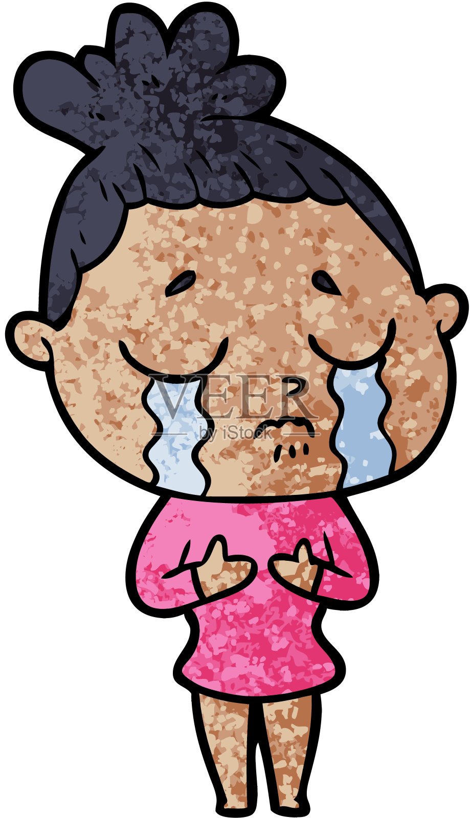 卡通哭泣女人插画图片素材