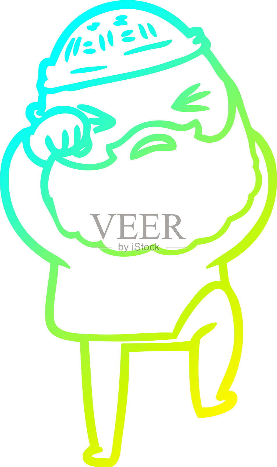 冷梯度线画一个卡通人的胡子插画图片素材