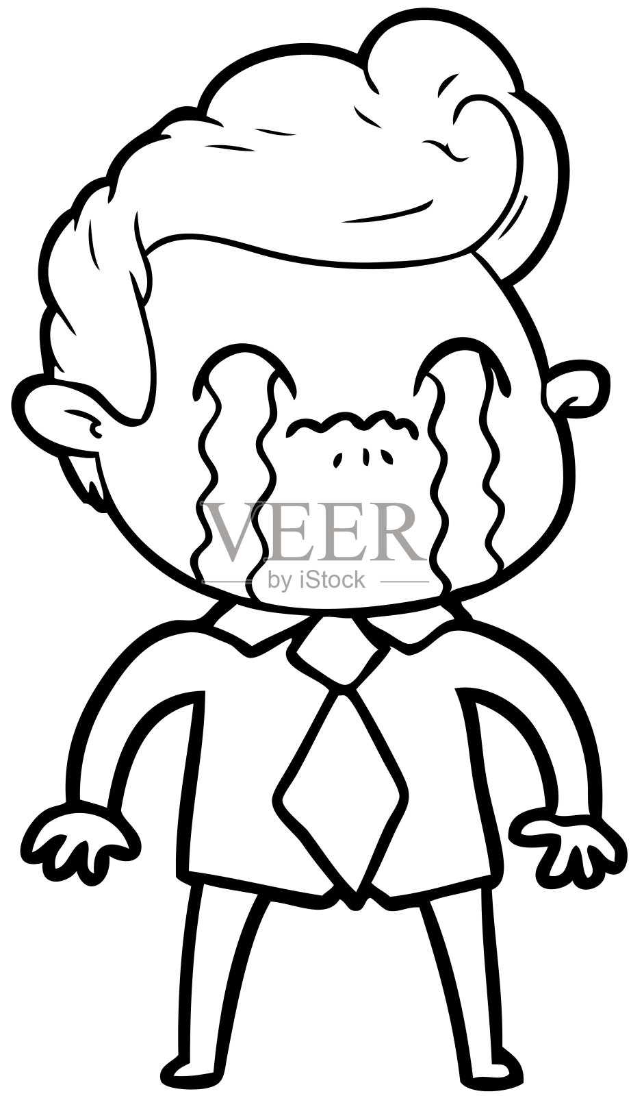 卡通人物哭泣插画图片素材