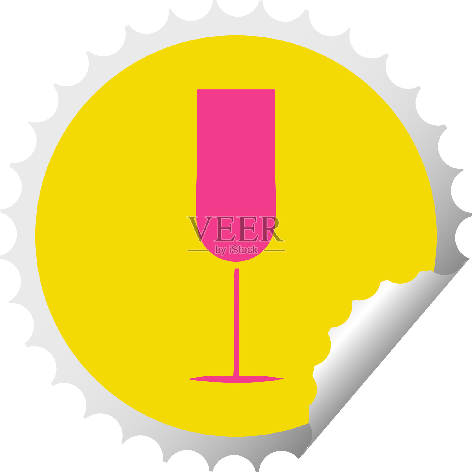 圆形剥皮贴纸卡通香槟笛子插画图片素材