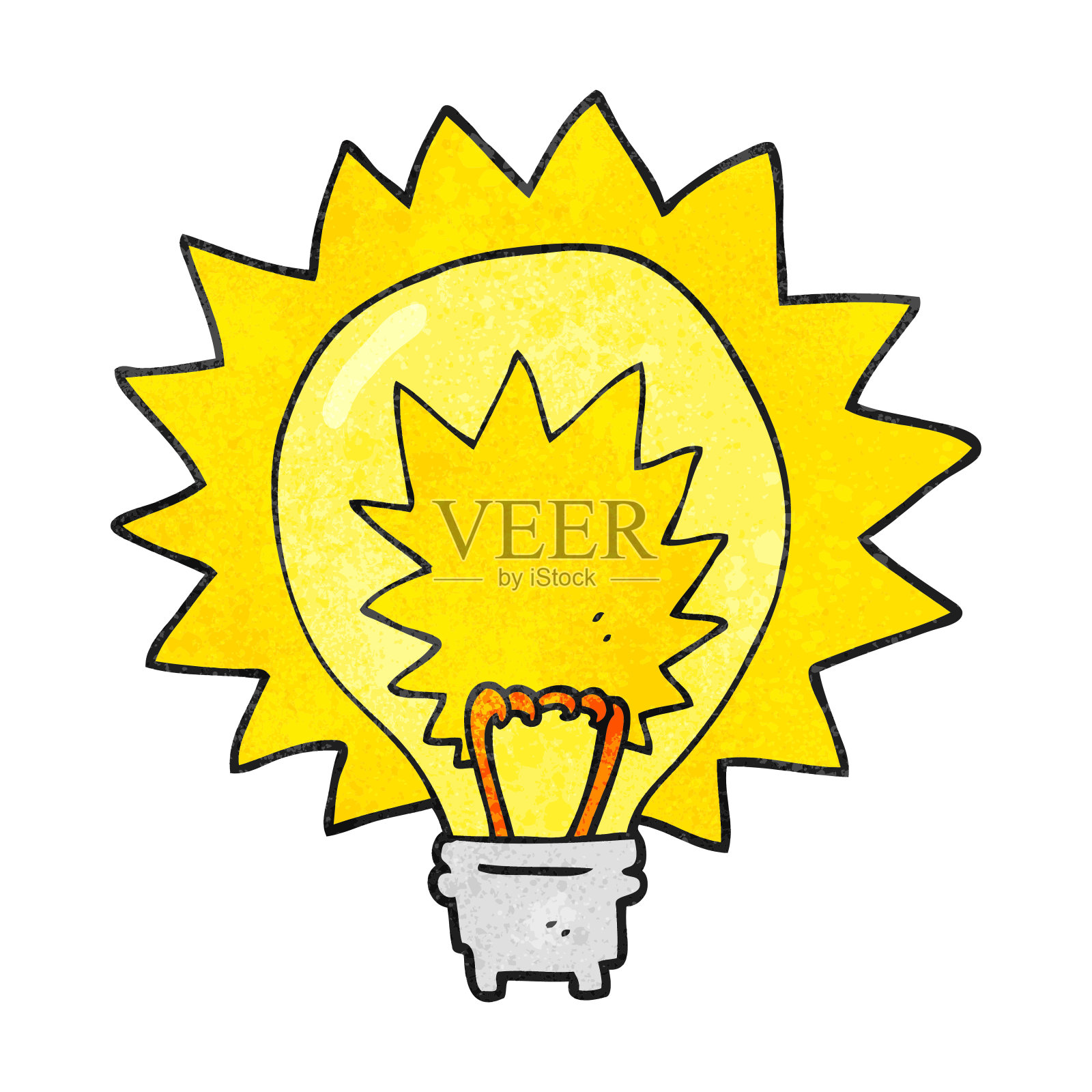 徒手纹理卡通灯泡闪闪发光插画图片素材