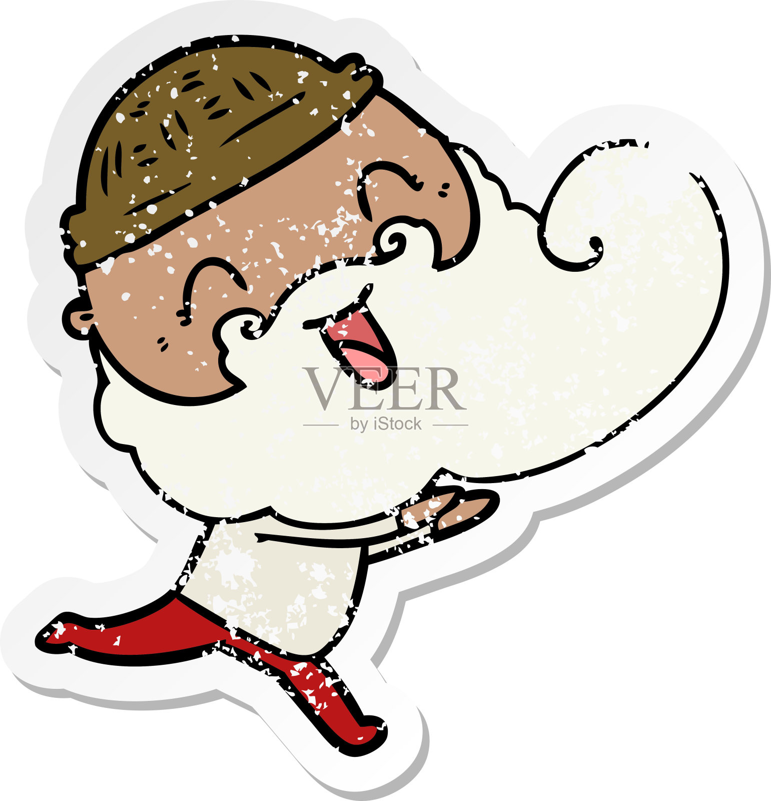 一个快乐的大胡子男人的痛苦贴纸插画图片素材