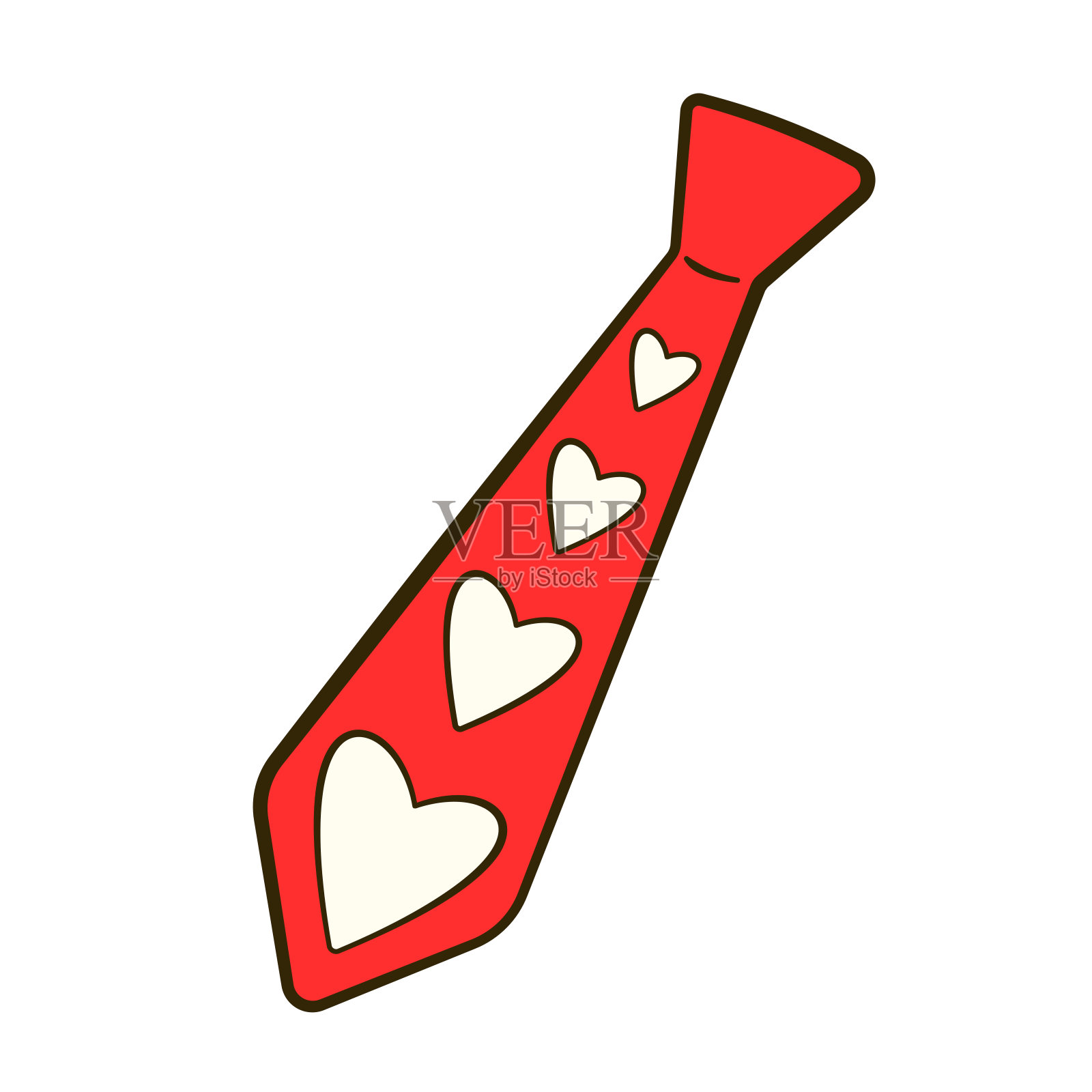 红心领带。情人节。卡通平面图标。矢量图插画图片素材