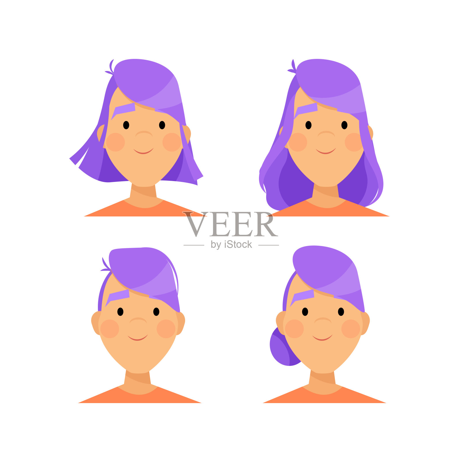 女人紫色化身插画图片素材