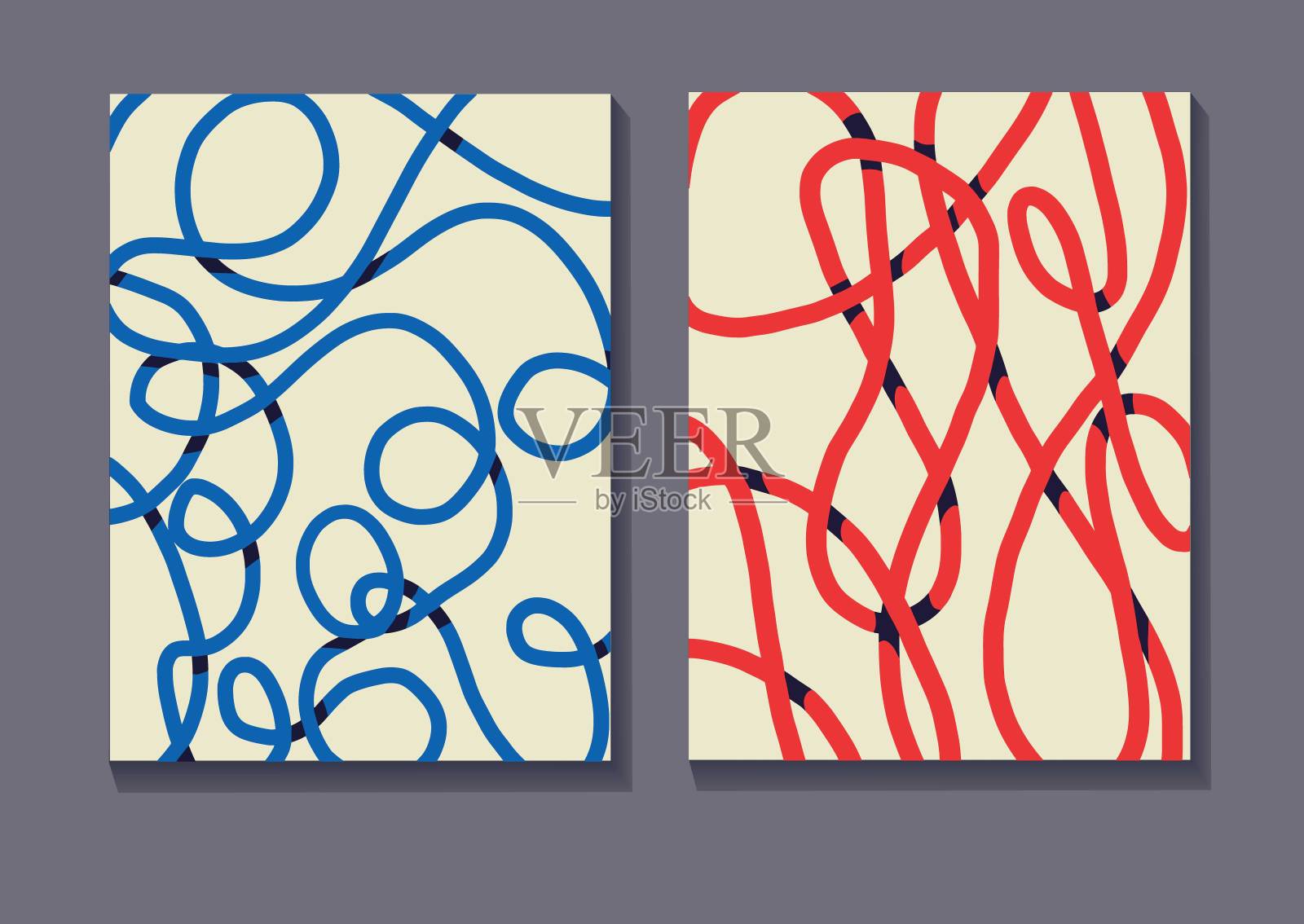 一套涂鸦和涂鸦线艺术与颜色。向量组插画图片素材