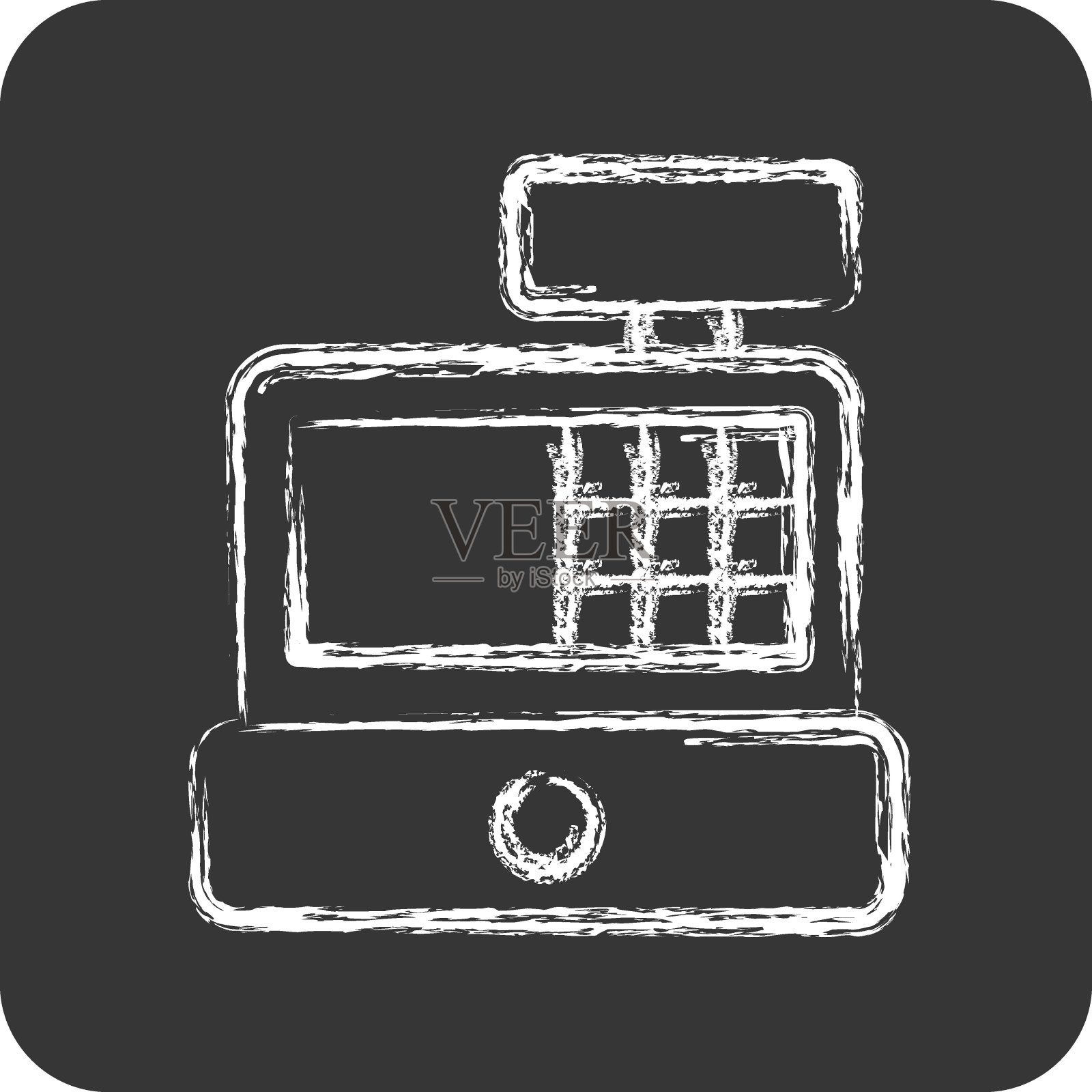 图标收款机。与网上商店符号相关。粉笔的风格。简单的说明。商店插画图片素材