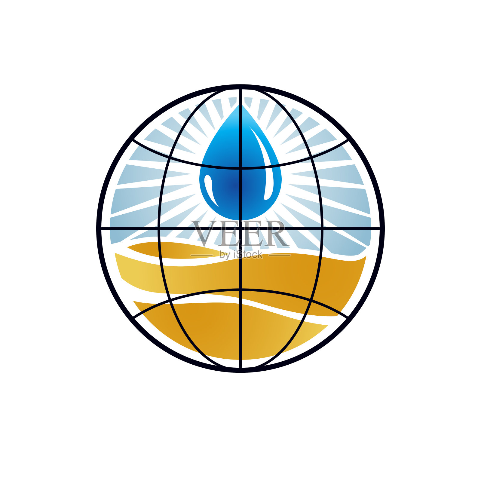 水亏亏概念，雨滴滴落，雨在沙漠上空的生活主题。插画图片素材