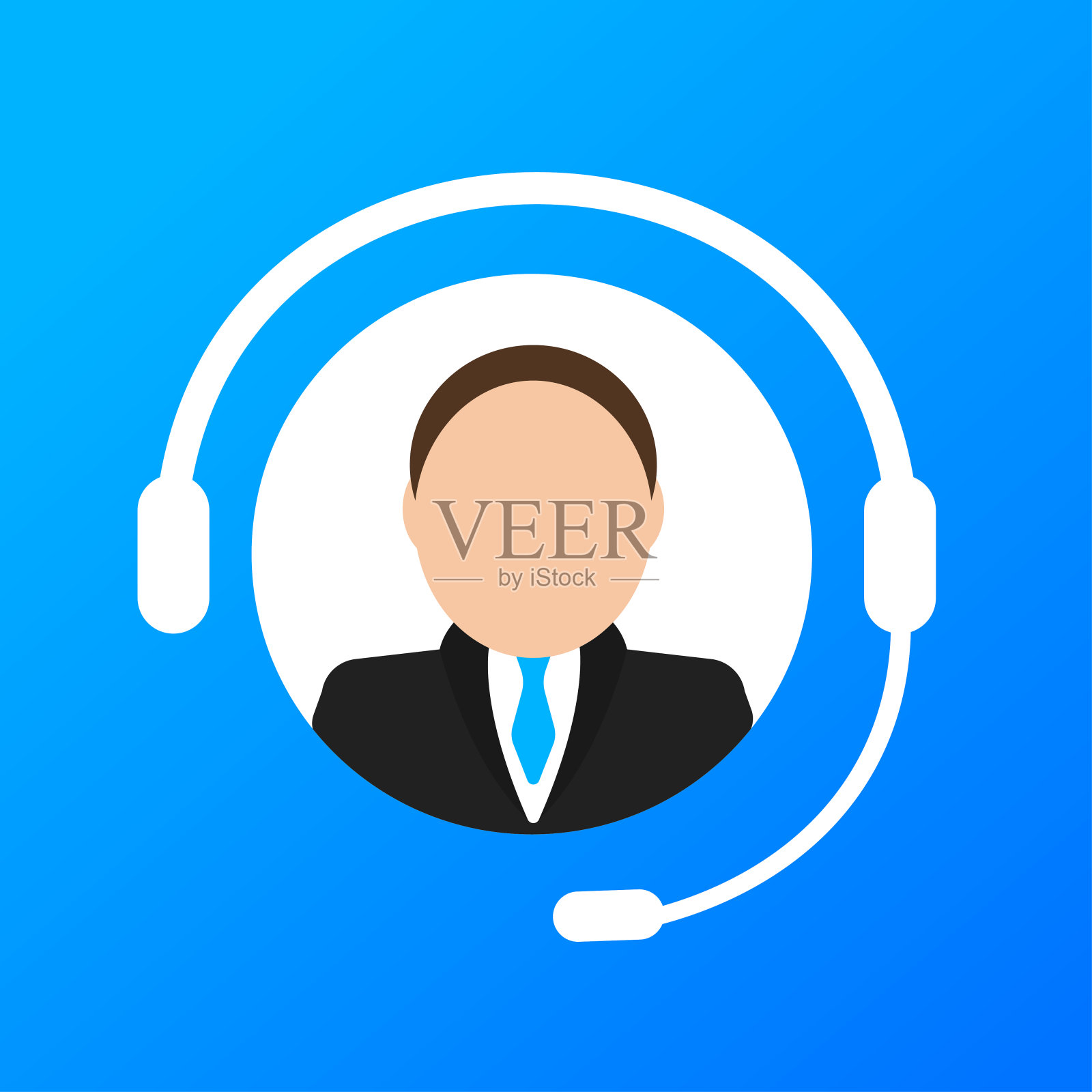 呼叫中心操作员图标，呼叫调度员寻求帮助。矢量图插画图片素材