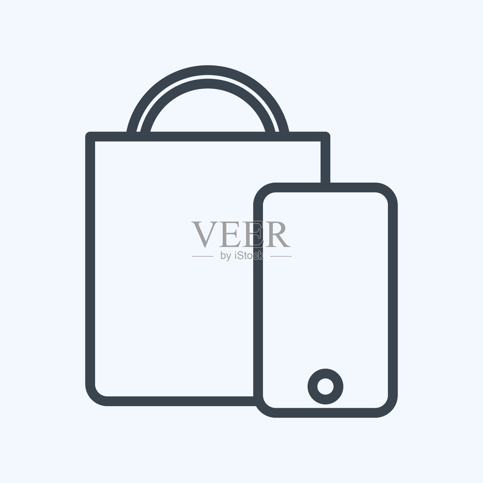 图标购买。与网上商店符号相关。行风格。简单的说明。商店插画图片素材