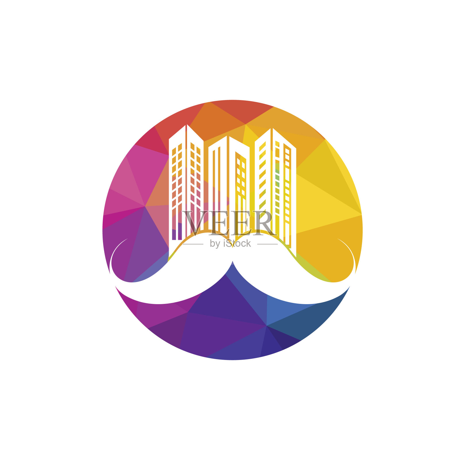 胡子建筑矢量标志设计。强烈的摩天大楼标志设计理念。插画图片素材