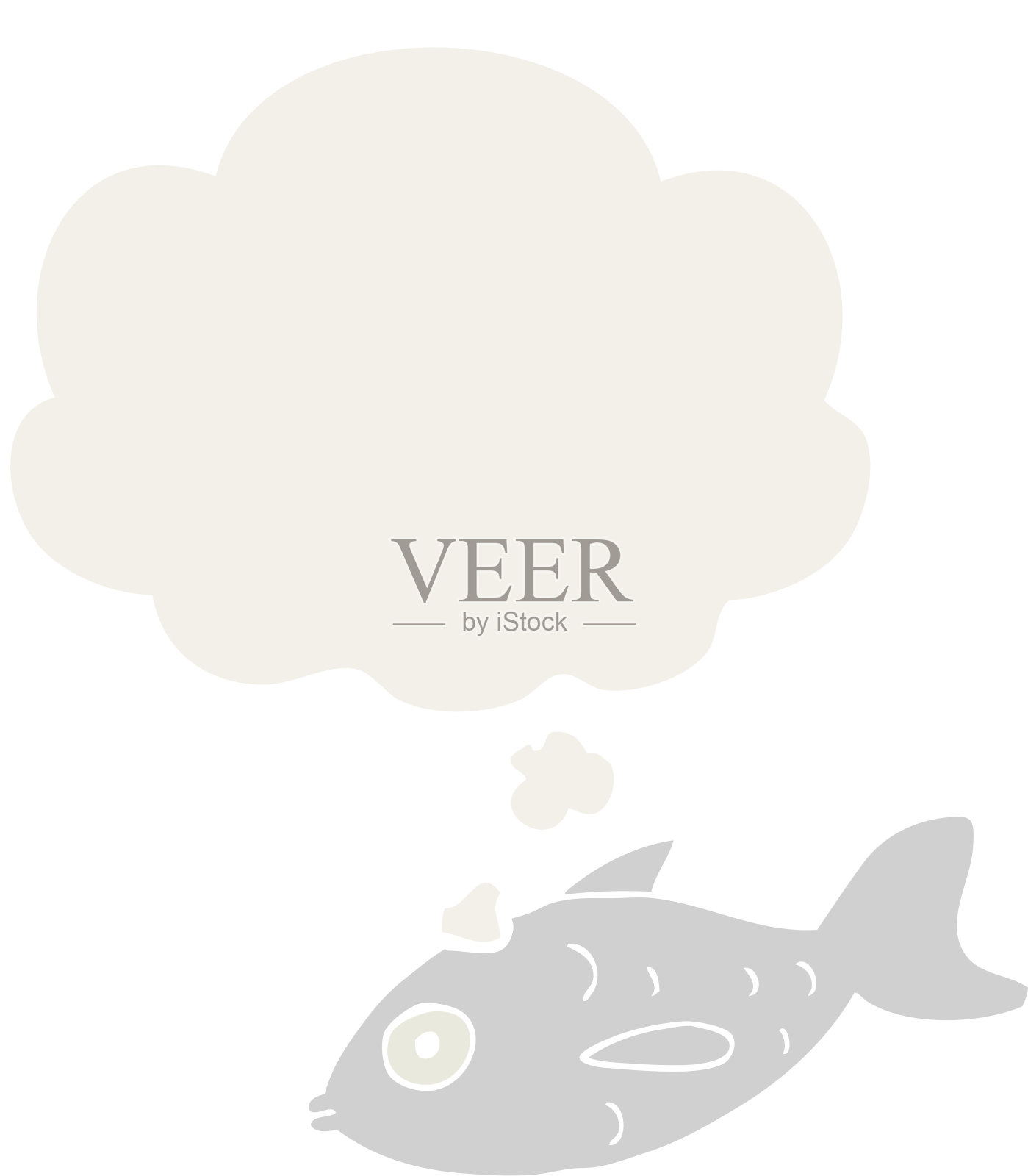 卡通鱼与思想泡泡在复古风格插画图片素材