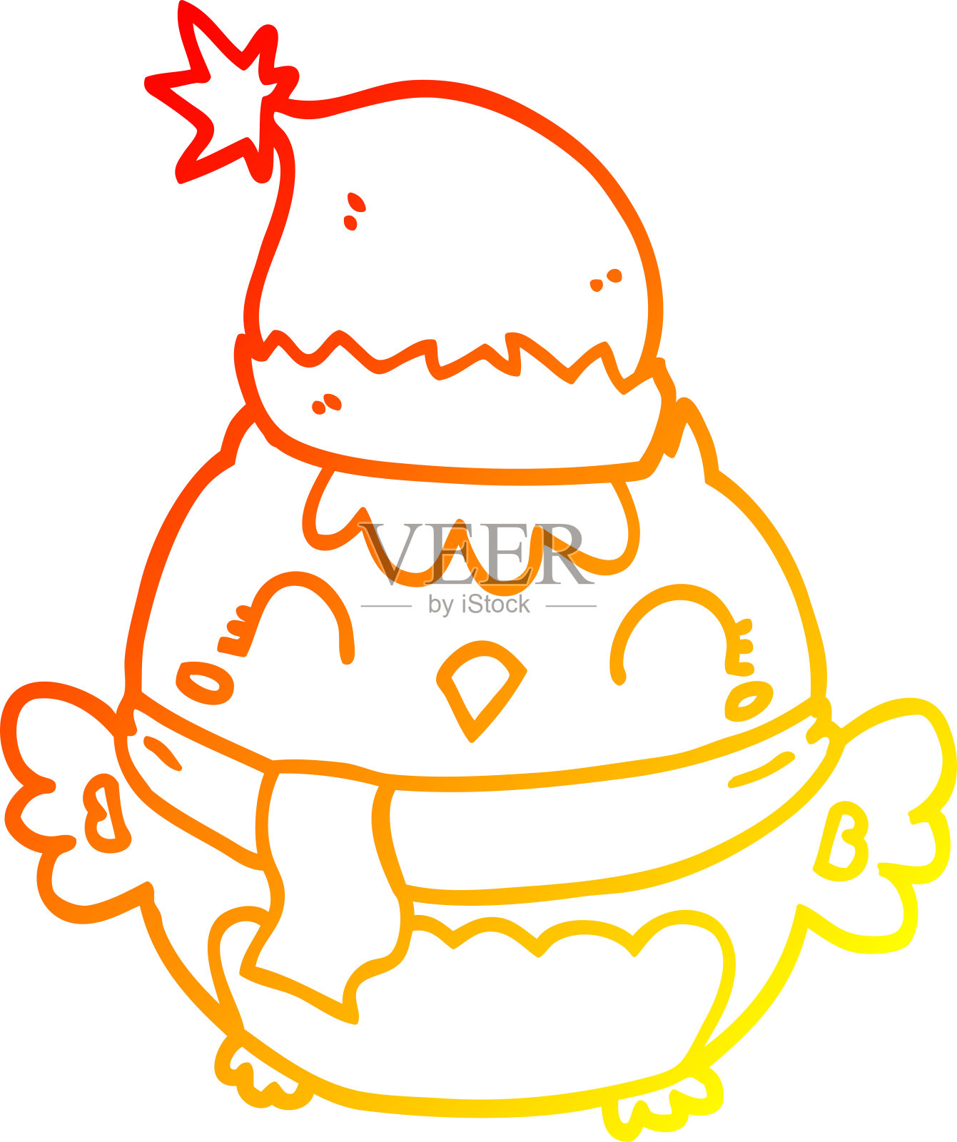 温暖的梯度线画一个可爱的圣诞猫头鹰设计元素图片