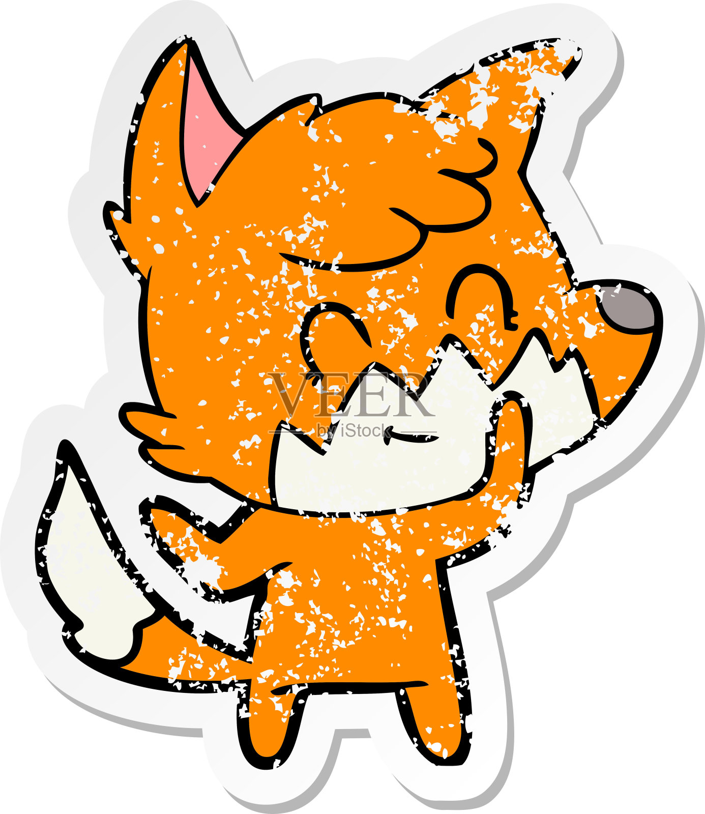 心疼的贴纸卡通友好的狐狸插画图片素材