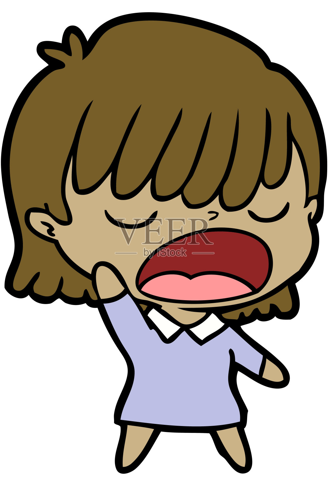 卡通女人大声说话插画图片素材