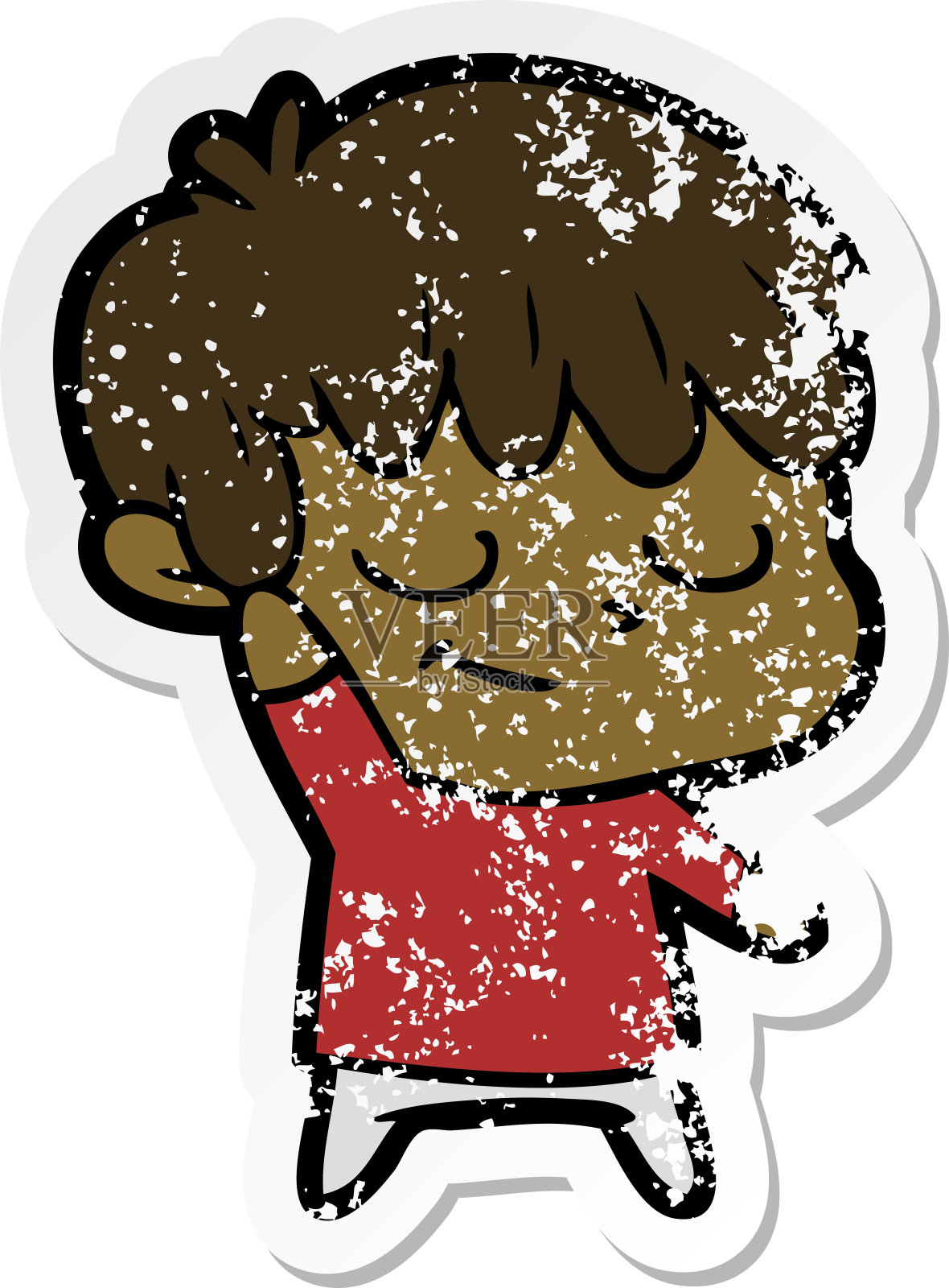 一个快乐的卡通男孩的心疼贴纸插画图片素材