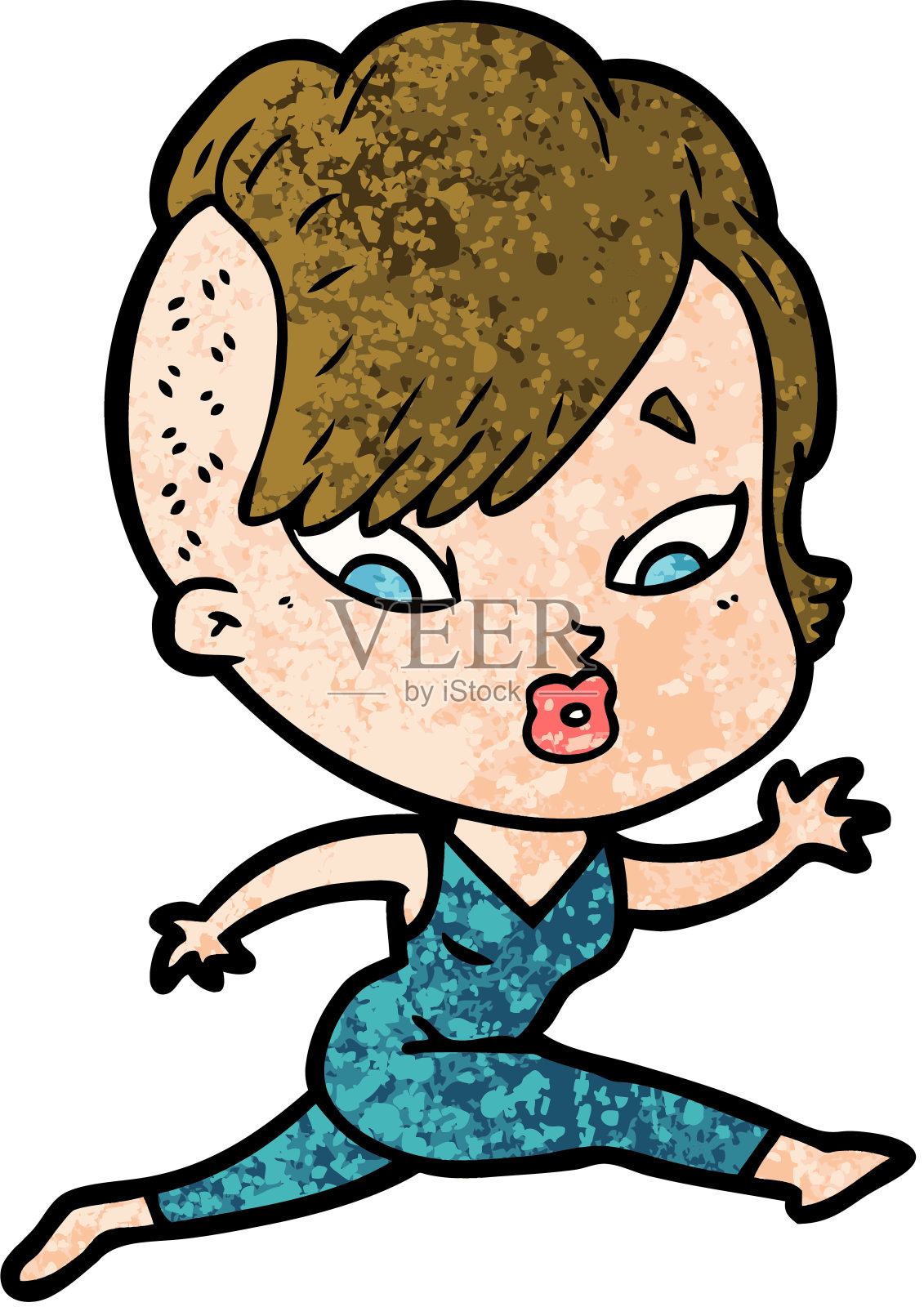 卡通惊奇女孩插画图片素材