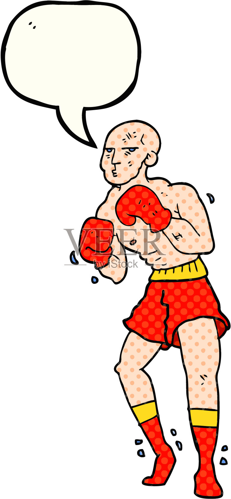 手绘漫画书演讲泡泡卡通拳击手插画图片素材