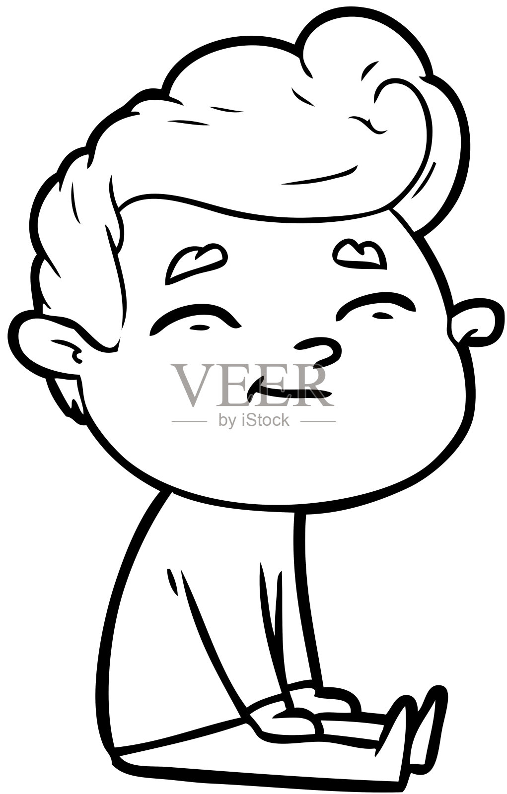 快乐的卡通男人坐着插画图片素材