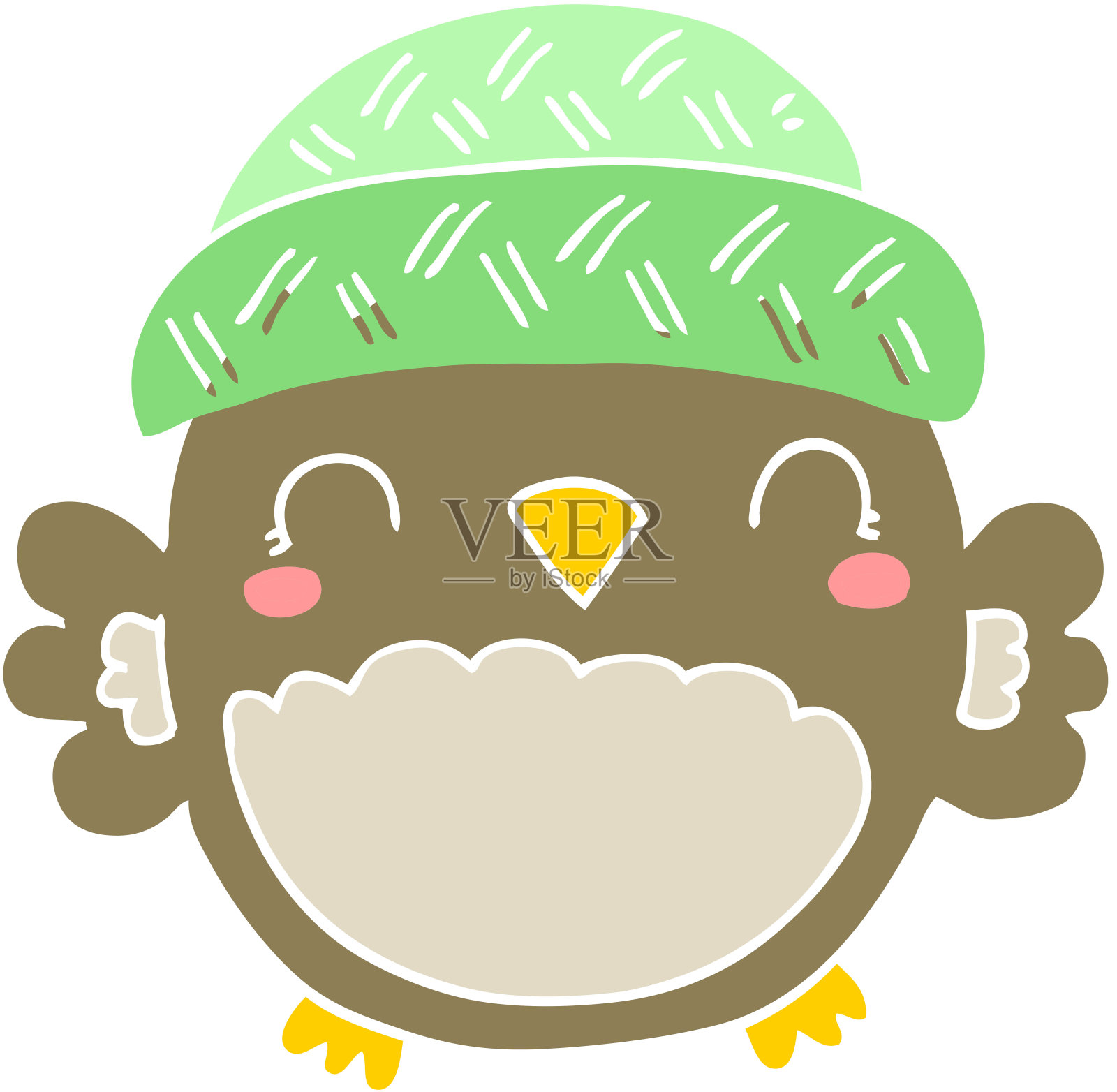 可爱的平面颜色风格卡通猫头鹰在帽子设计元素图片