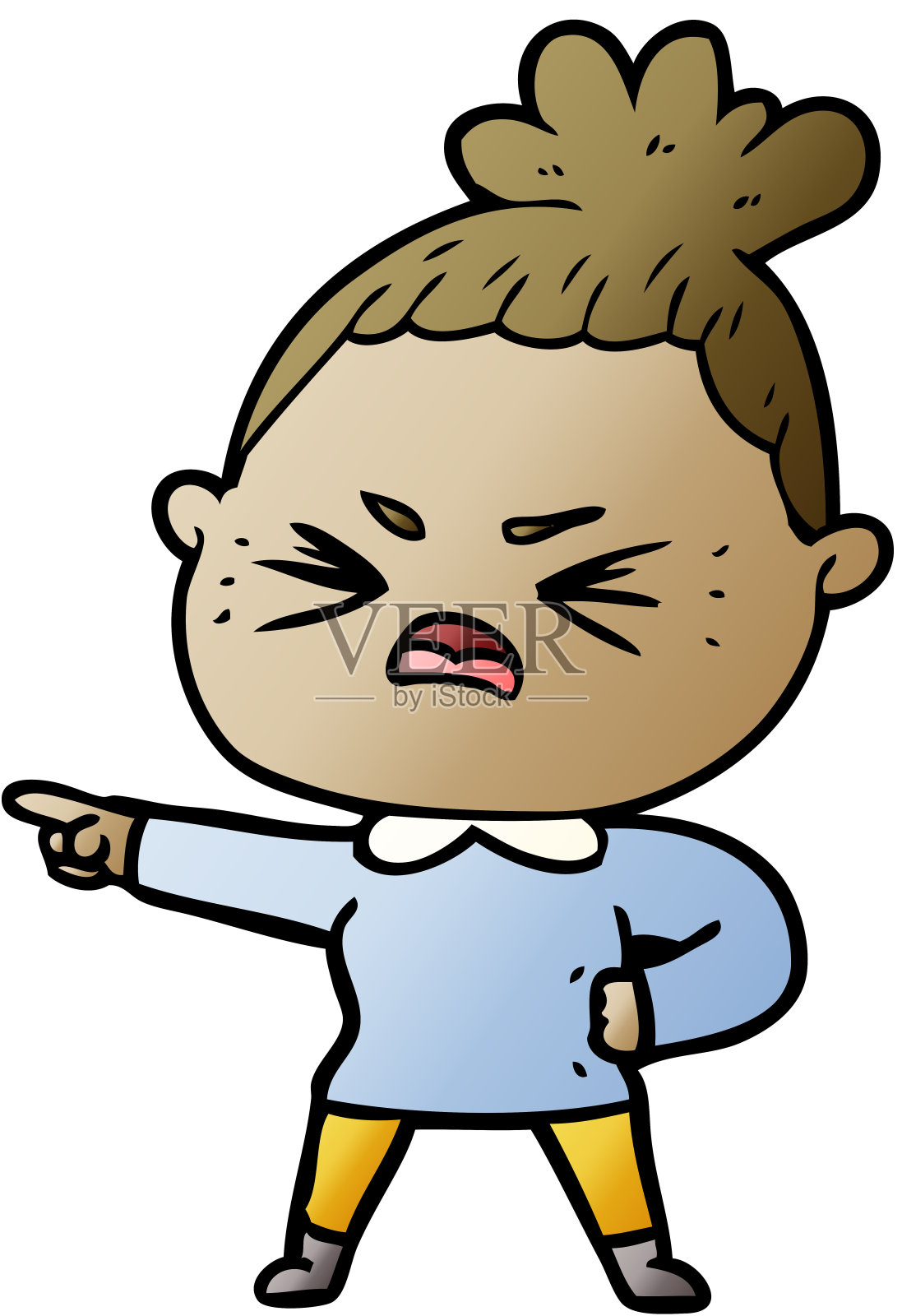 卡通愤怒的女人插画图片素材