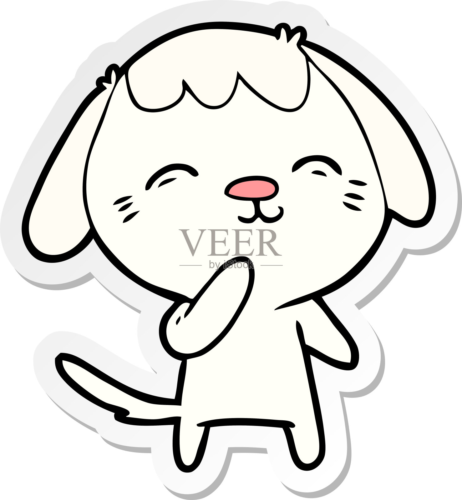 一个快乐的卡通狗的贴纸设计元素图片