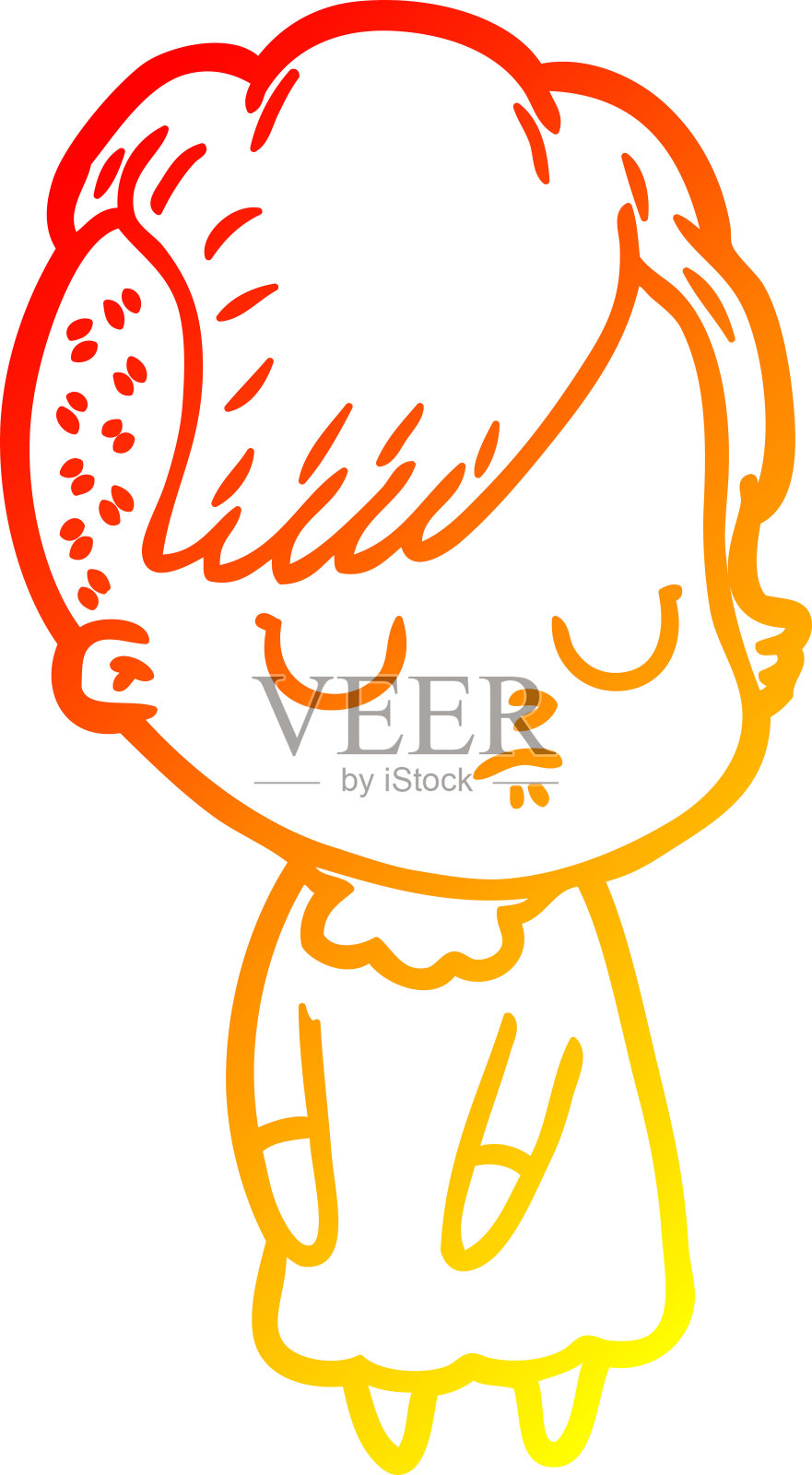 温暖的梯度线绘制的卡通女人插画图片素材