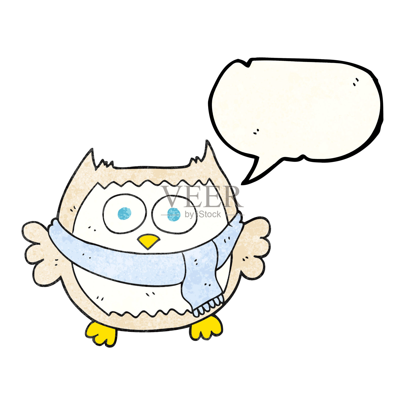 徒手演讲泡泡纹理卡通猫头鹰戴围巾设计元素图片