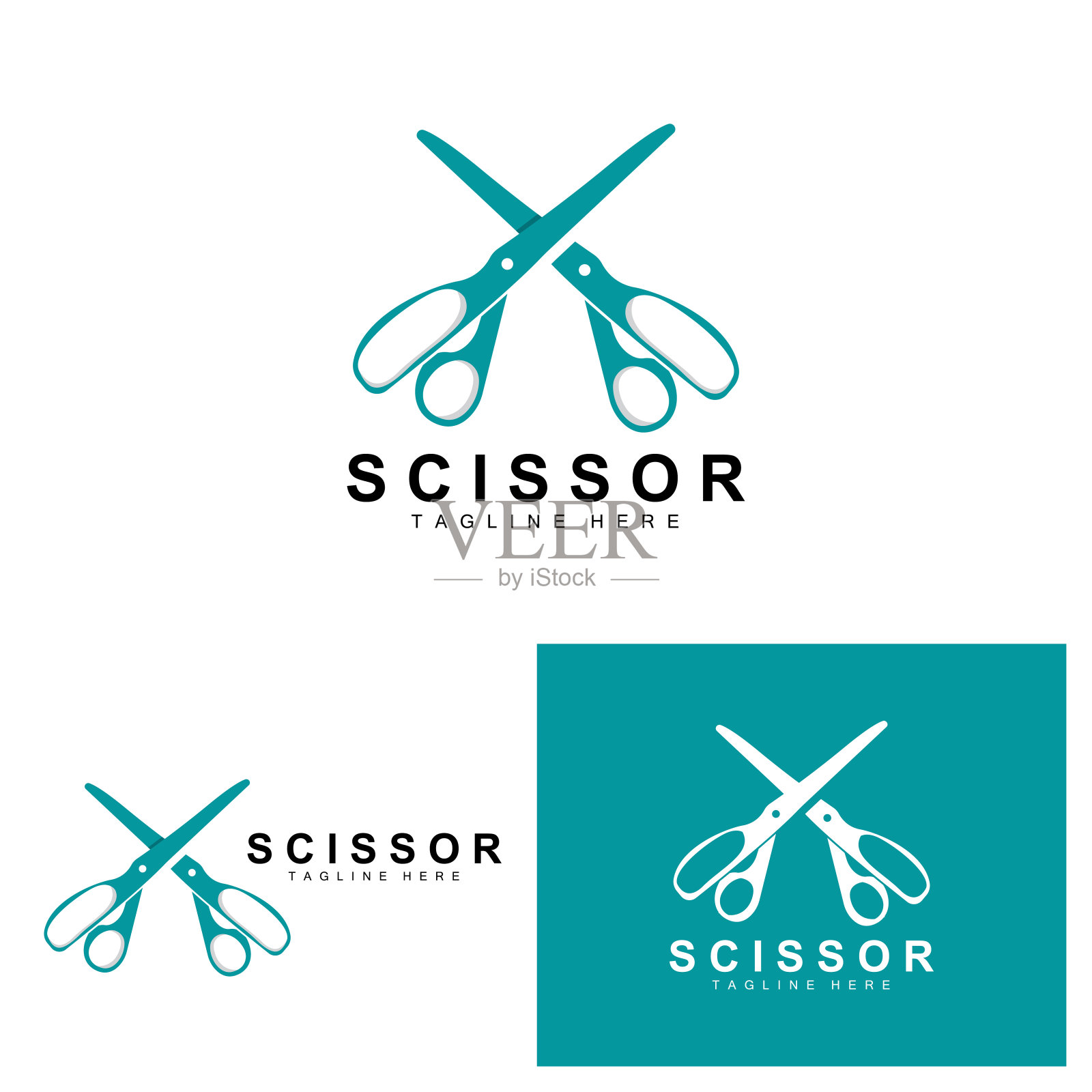 剪刀设计，理发店剃须刀矢量，理发店剪刀品牌插图插画图片素材