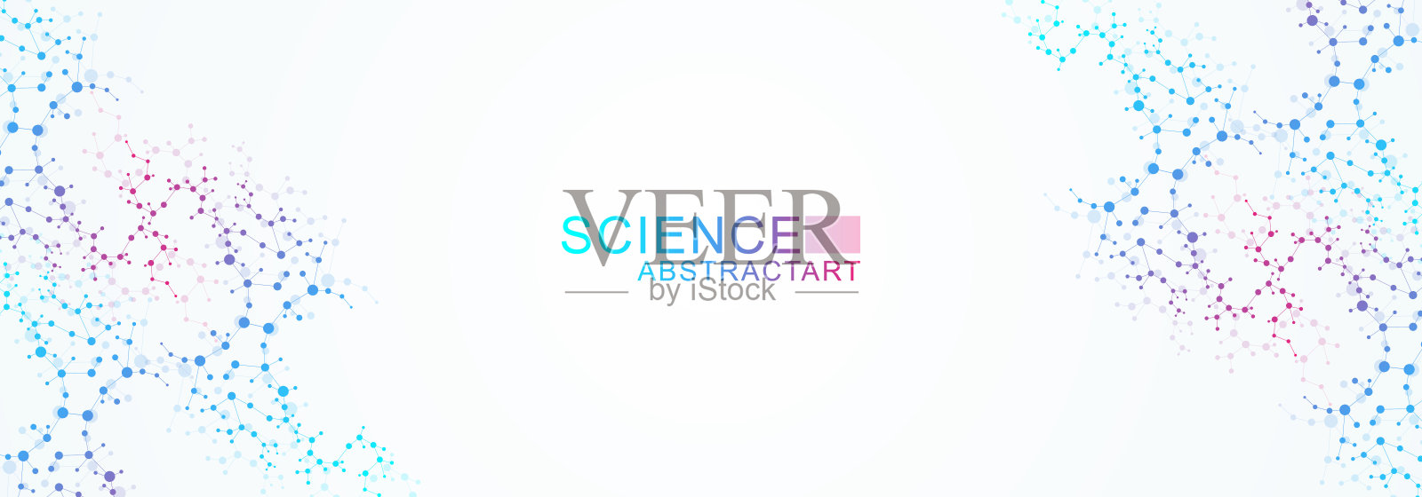 用于科学或医学背景的现代抽象分子结构。DNA螺旋或原子可视化。分子波流抽象背景。矢量图插画图片素材