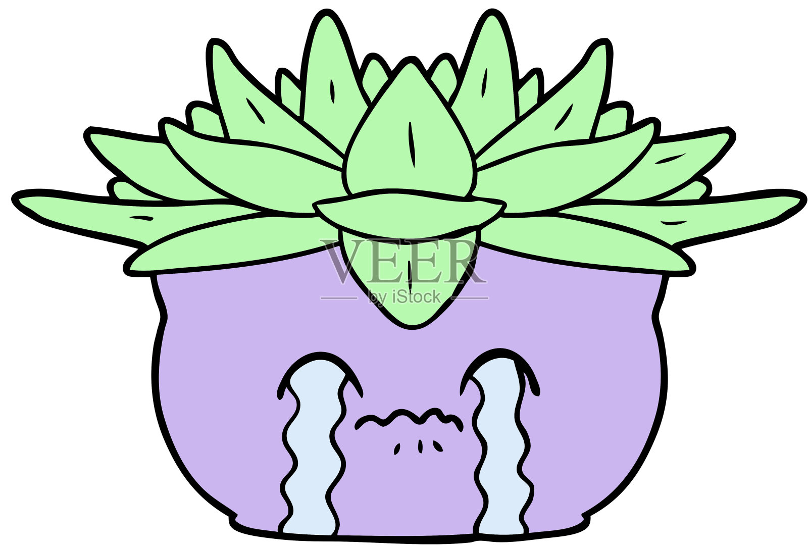 卡通哭泣盆栽插画图片素材