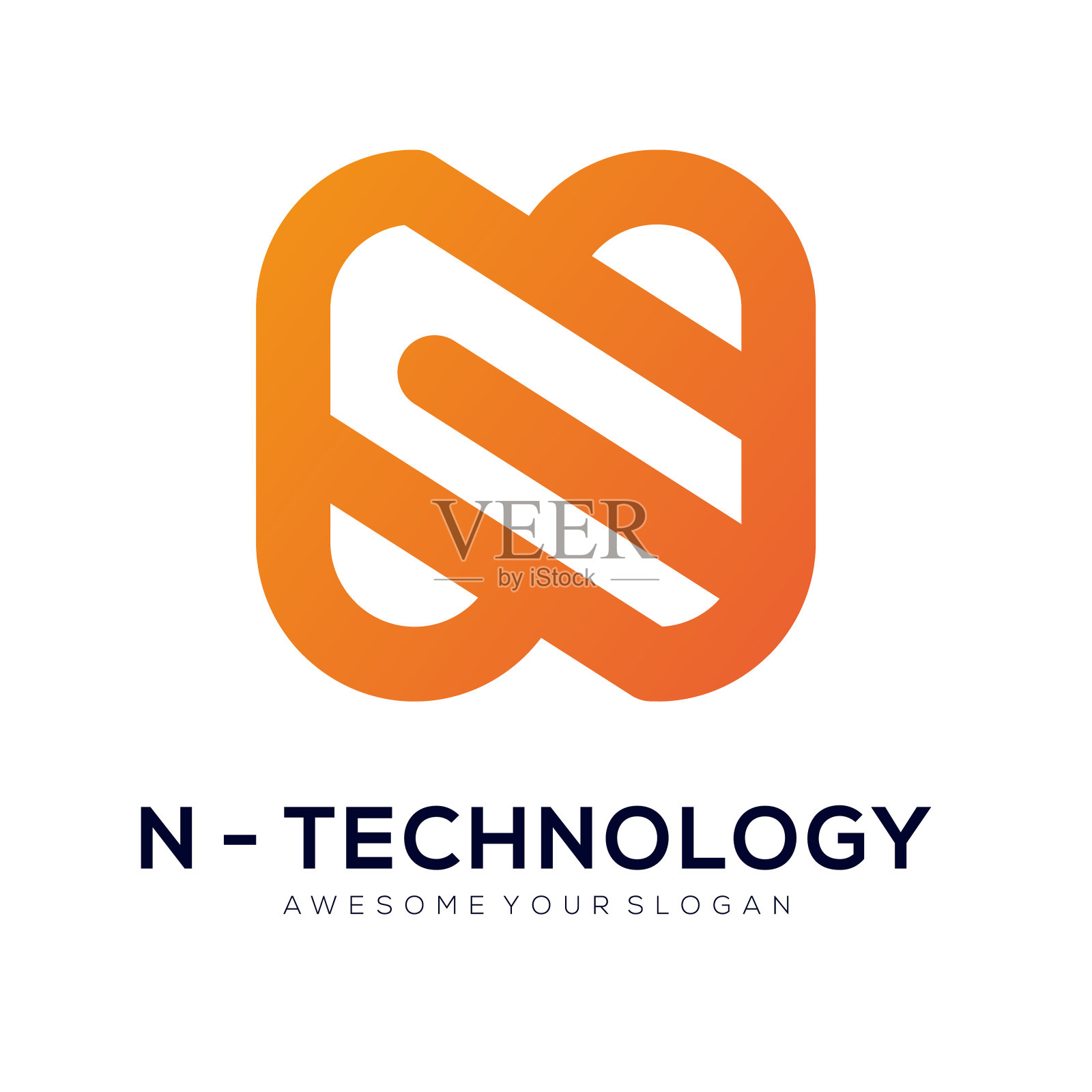 字母N圈技术图标矢量设计模板插画图片素材