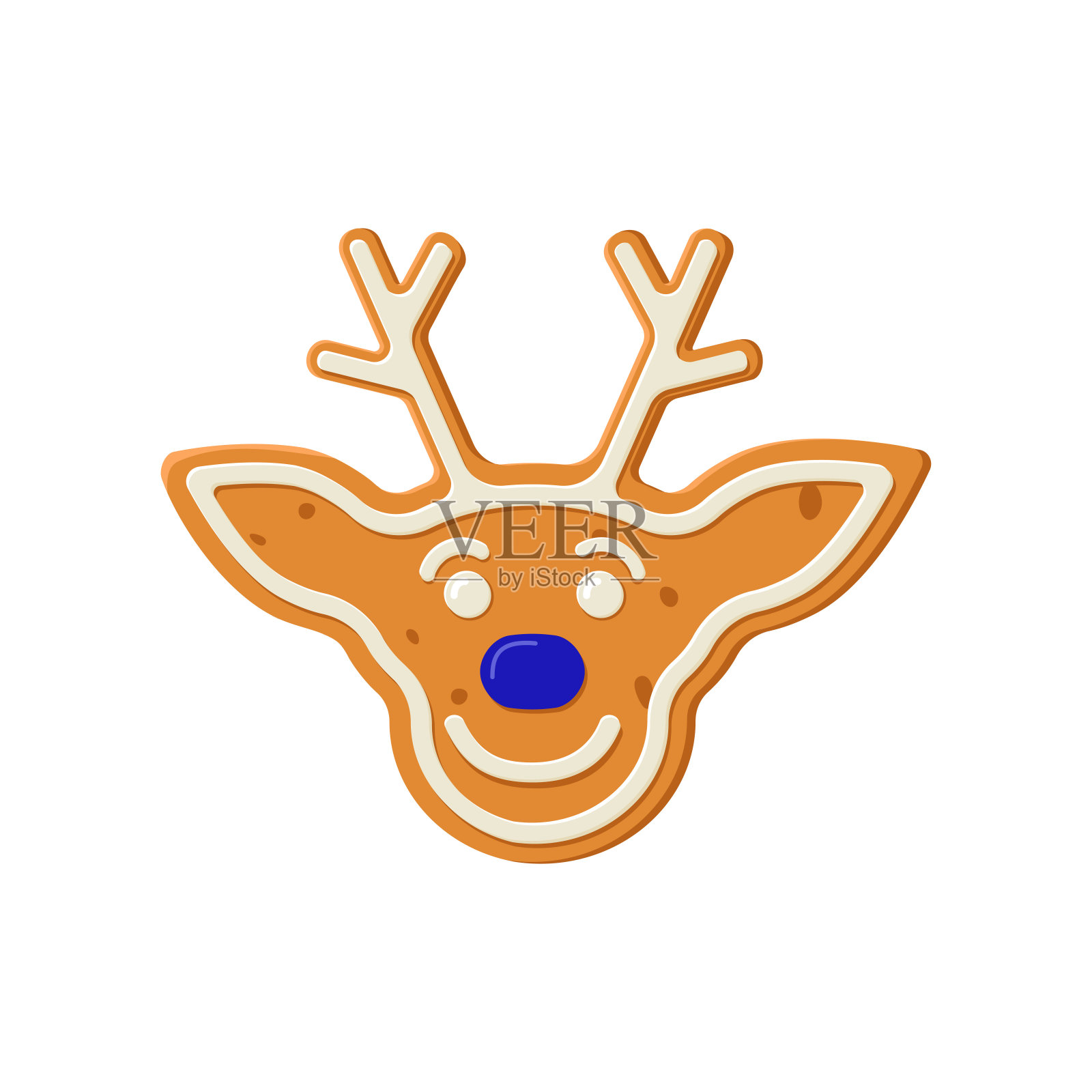 用鹿形状的彩色糖衣装饰的姜饼饼干插画图片素材