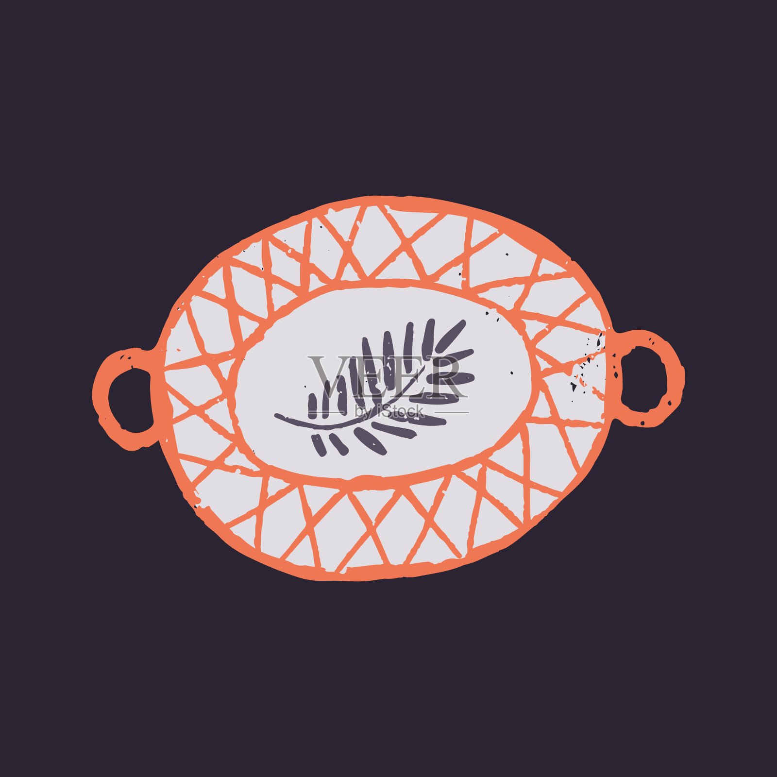 陶瓷托盘，手工制陶。乡村风格的彩绘陶瓷。手工制作的盘子，有把手的盘子，石器，前卫简约的厨房用具。孤立平面图形矢量插图插画图片素材