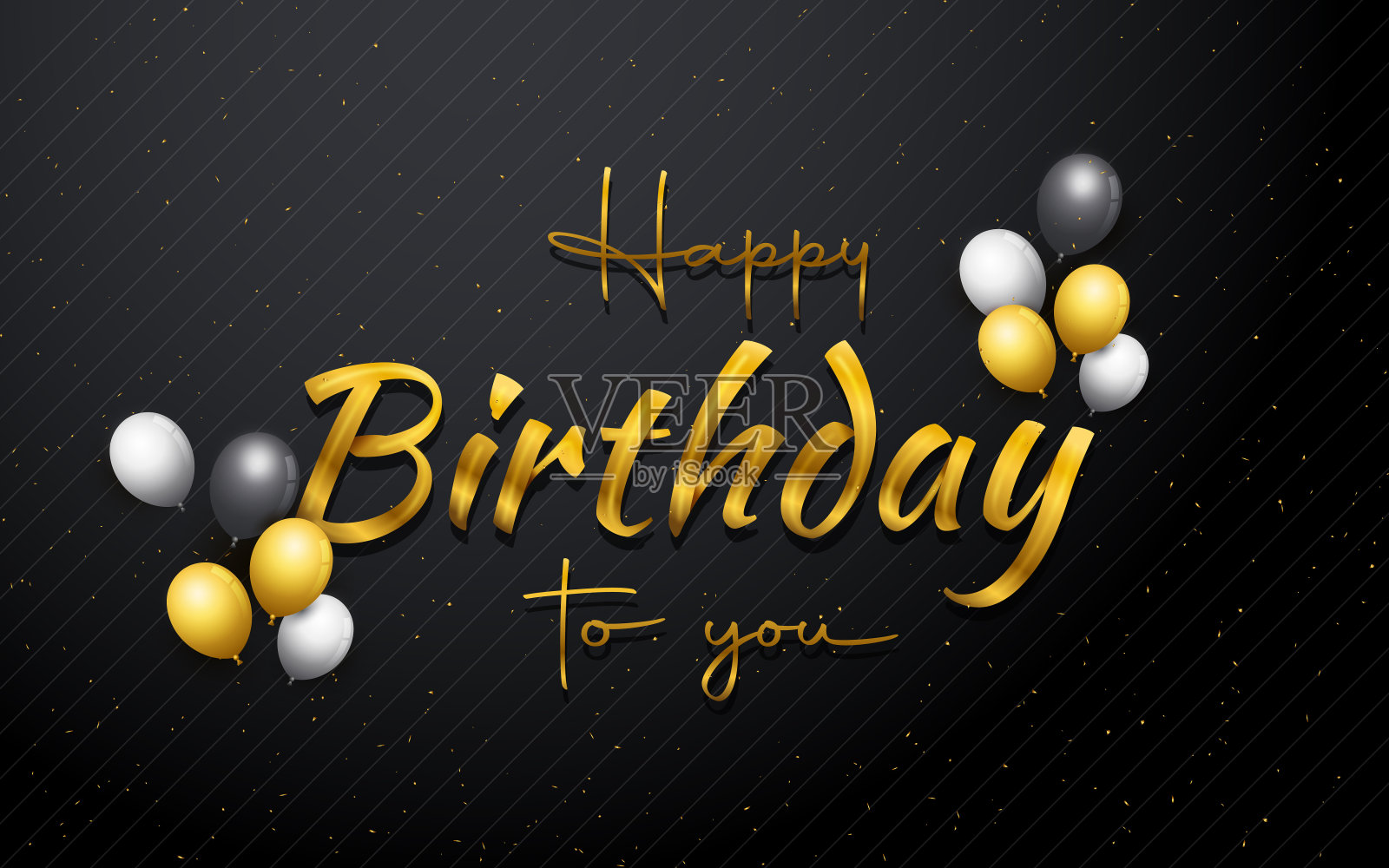 生日快乐的字母与金色的文字设计模板素材