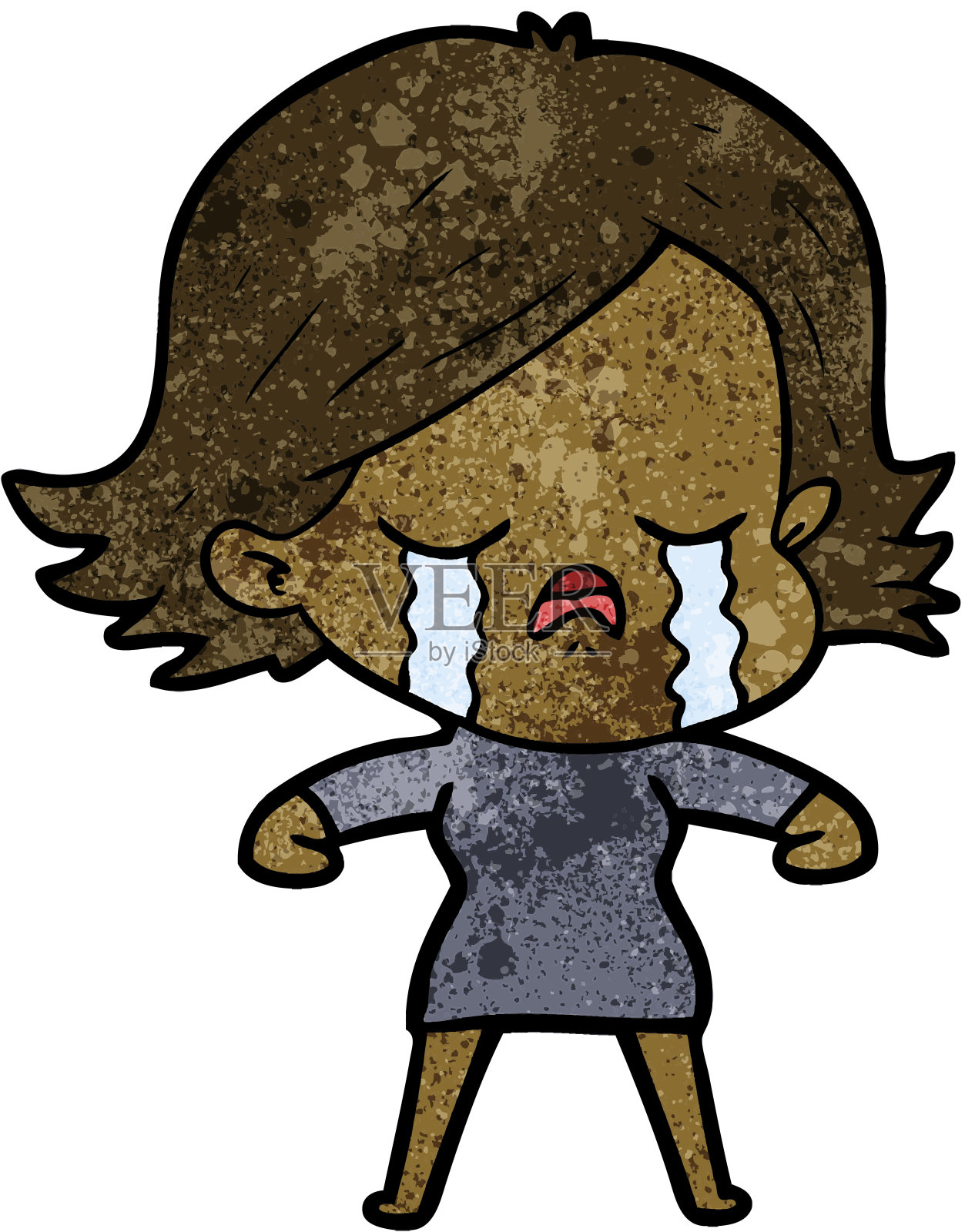 卡通女孩哭泣插画图片素材