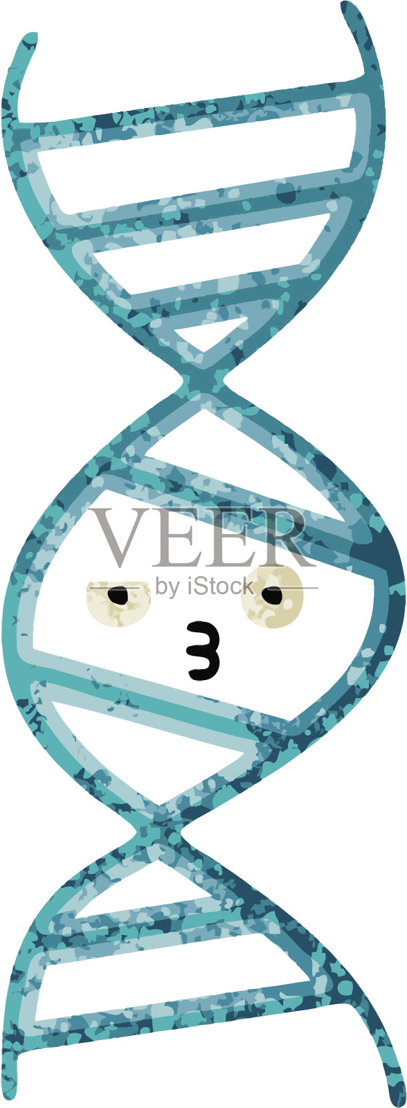 DNA链的复古插画风格卡通插画图片素材