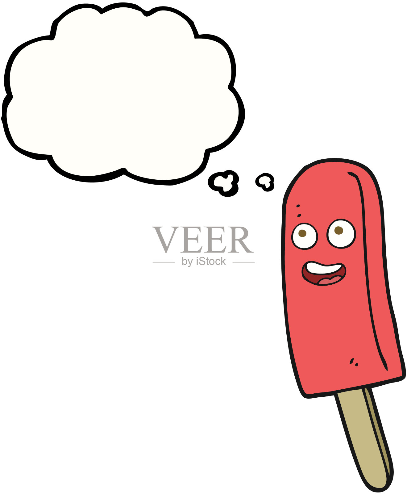 手绘思想泡泡卡通冰棍插画图片素材