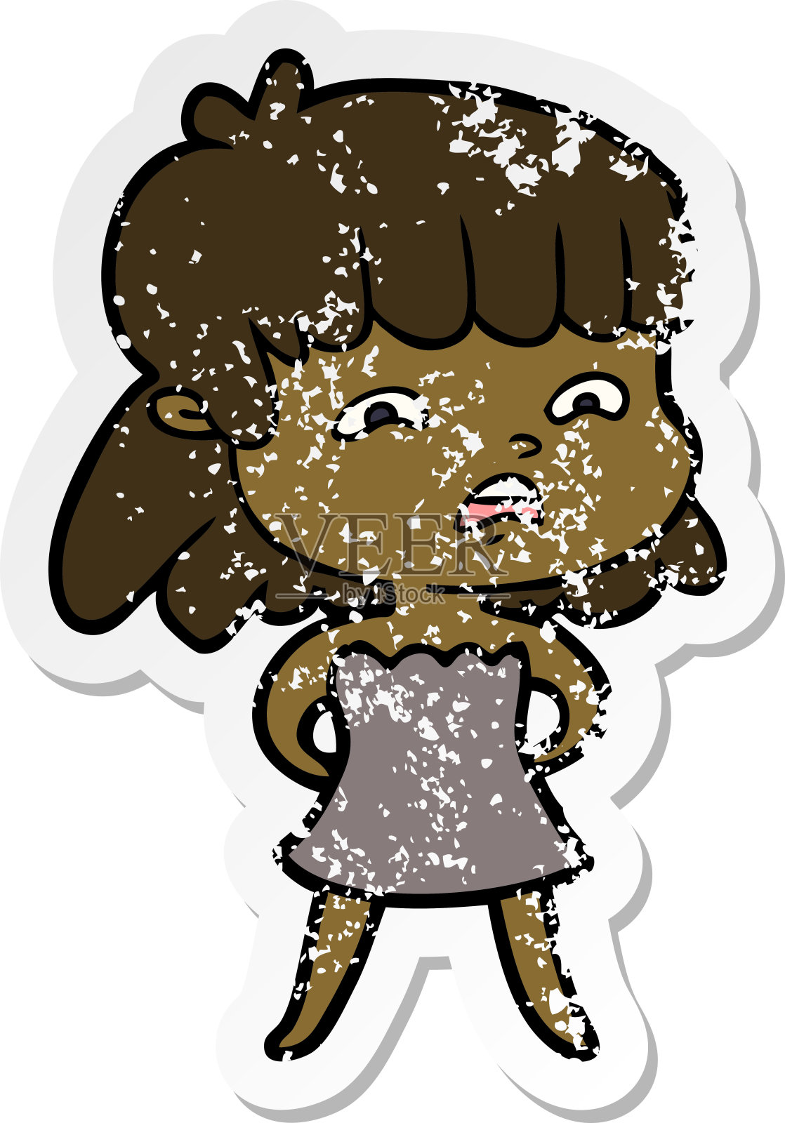 苦恼的贴纸卡通担心的女人插画图片素材